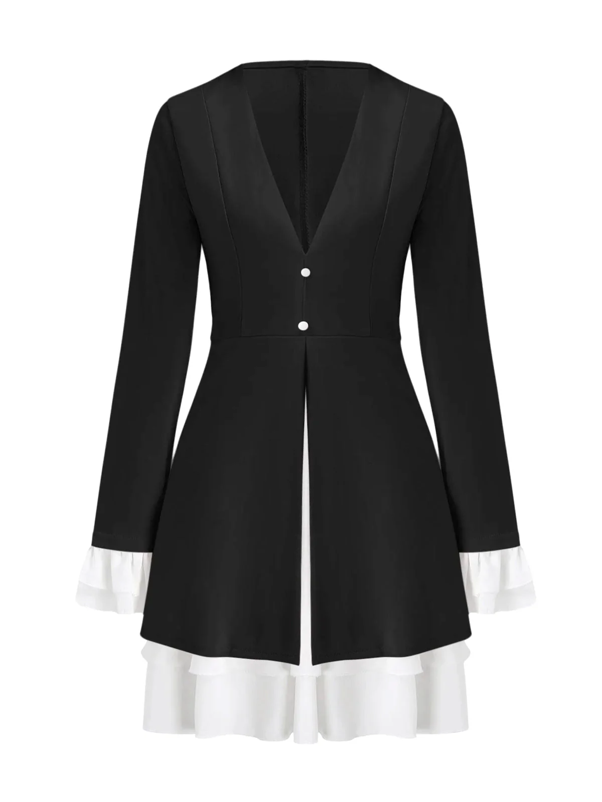 1960er V-Ausschnitt Lagen Rüschenmanschetten Kleid - Image 5