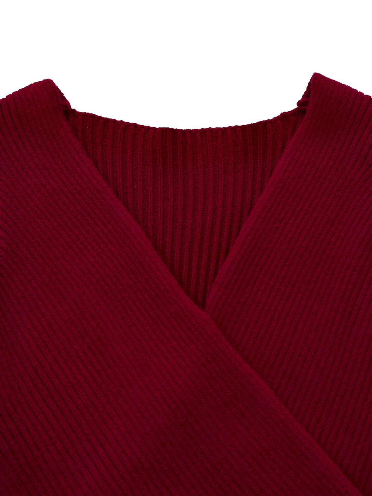 1960er V-Ausschnitt Rippstrick Taste Enges Kleid - Image 5