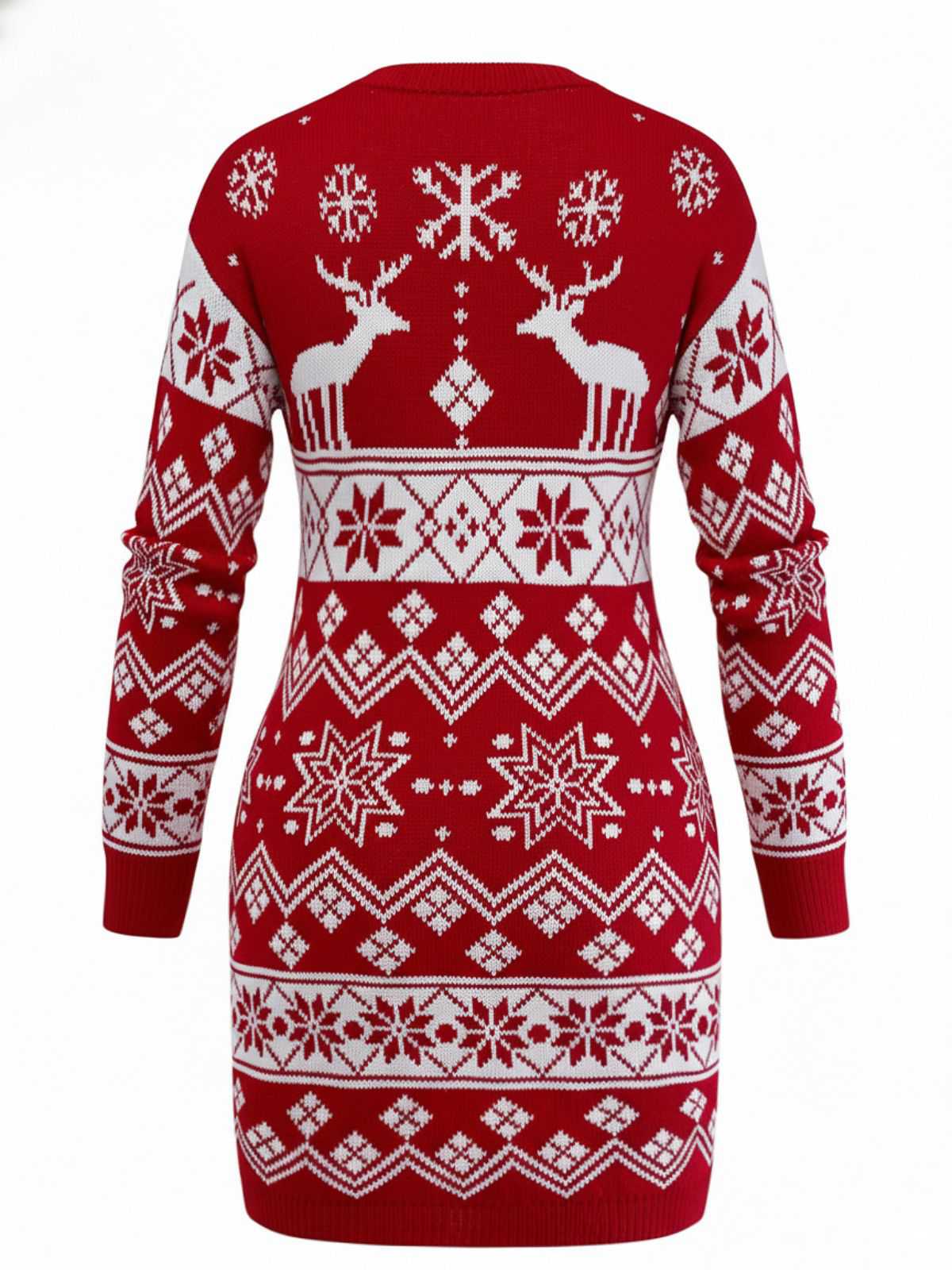 1960er Weihnachten Reindeer Schneeflocke Jacquard Stricken Kleid - Image 3