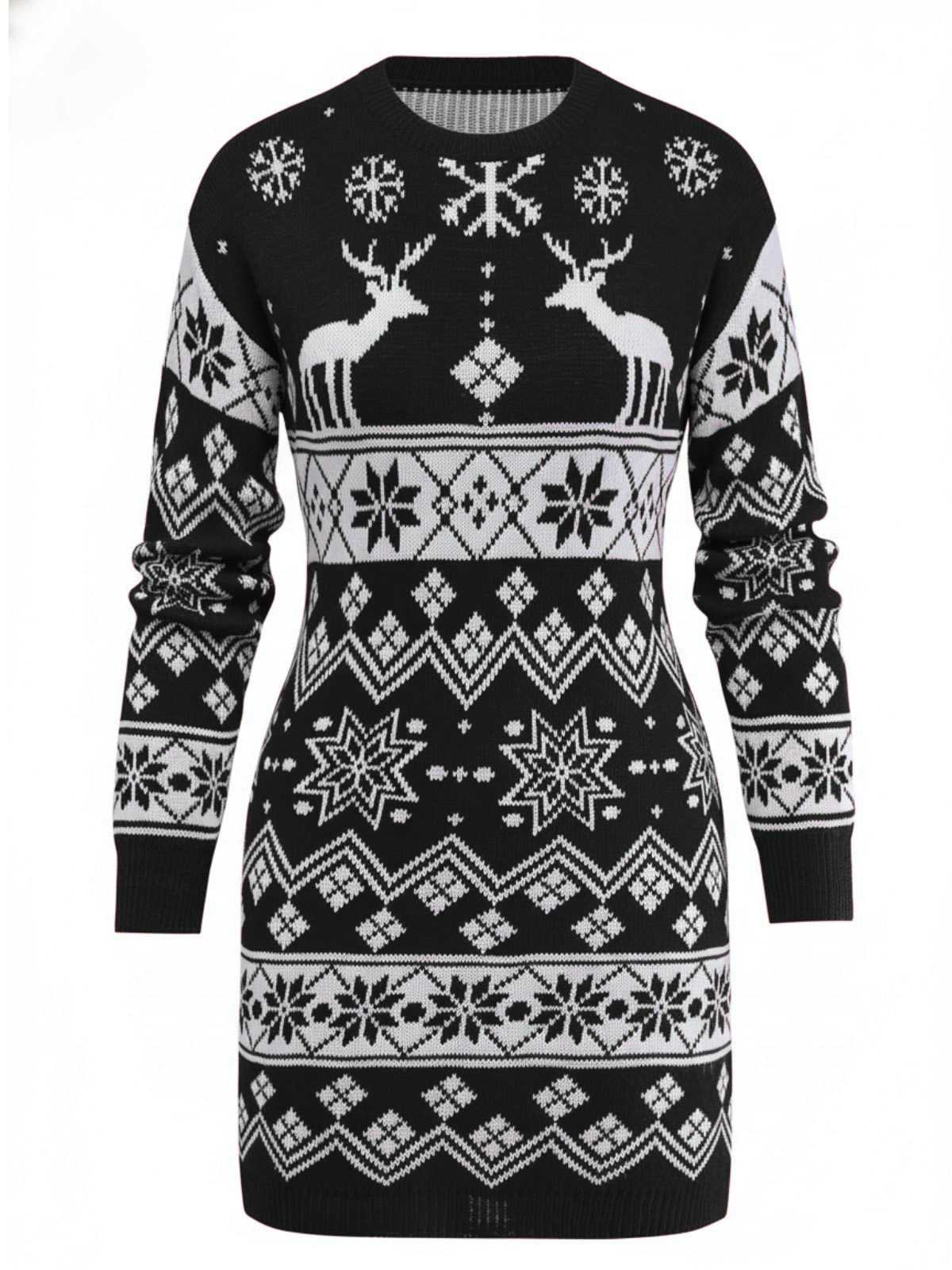 1960er Weihnachten Reindeer Schneeflocke Jacquard Stricken Kleid - Image 8