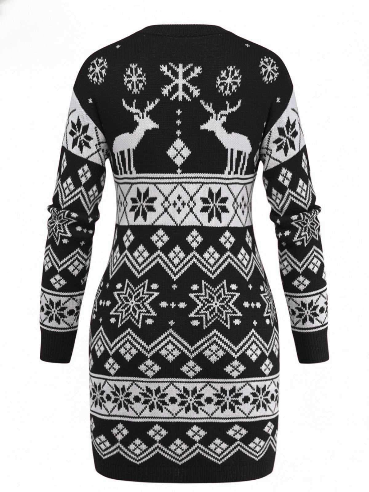 1960er Weihnachten Reindeer Schneeflocke Jacquard Stricken Kleid - Image 9