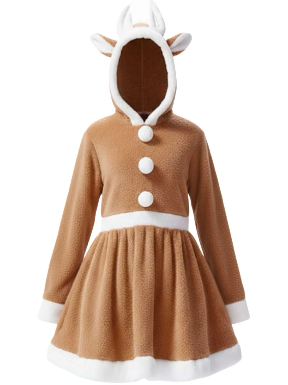 1960er Weihnachten Ren Hooded Korallenvlies Kleid - Image 2