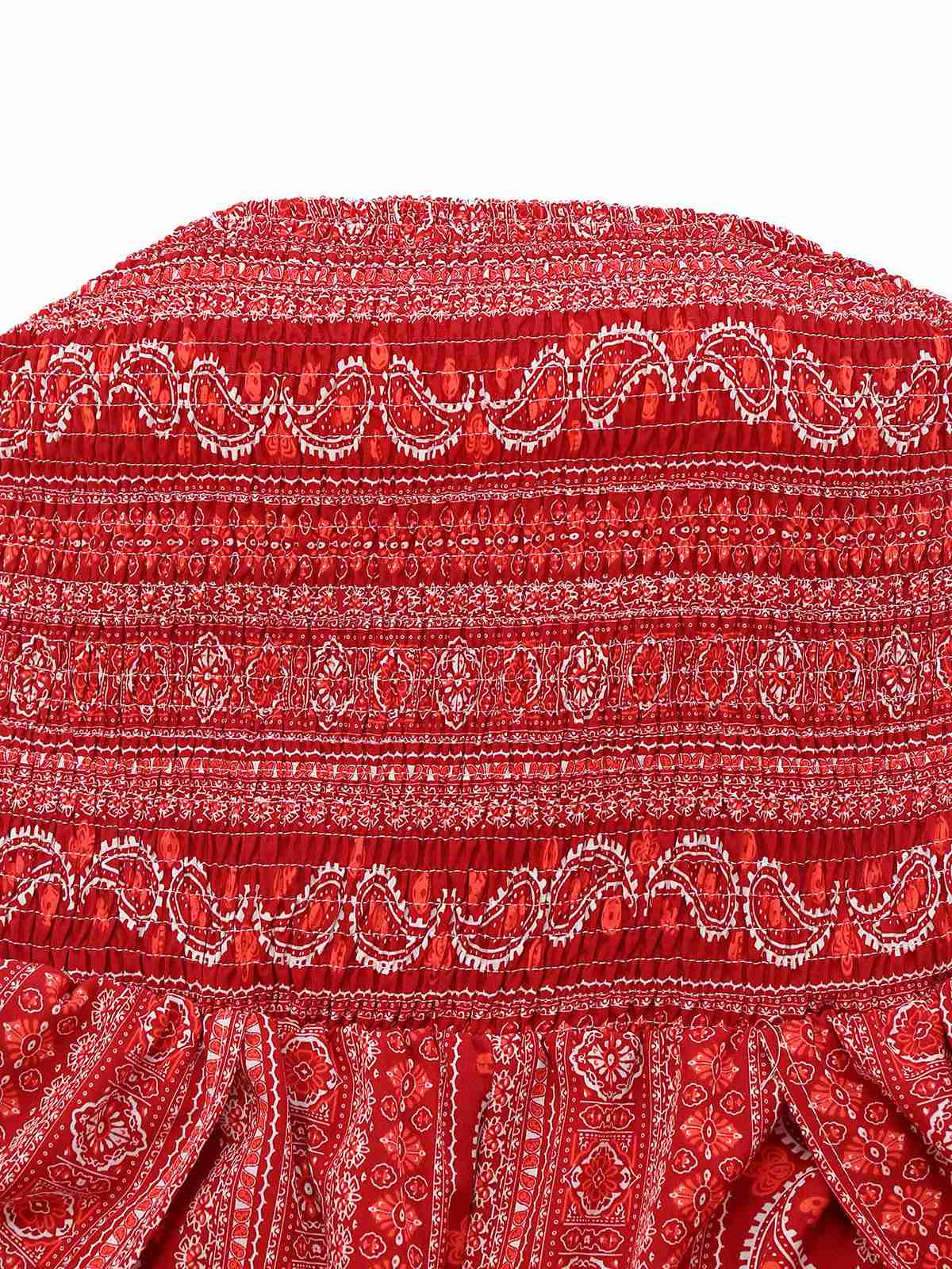 1970er Bohemien Trägerlos Schlitz Gesmokt Jumpsuit - Image 6