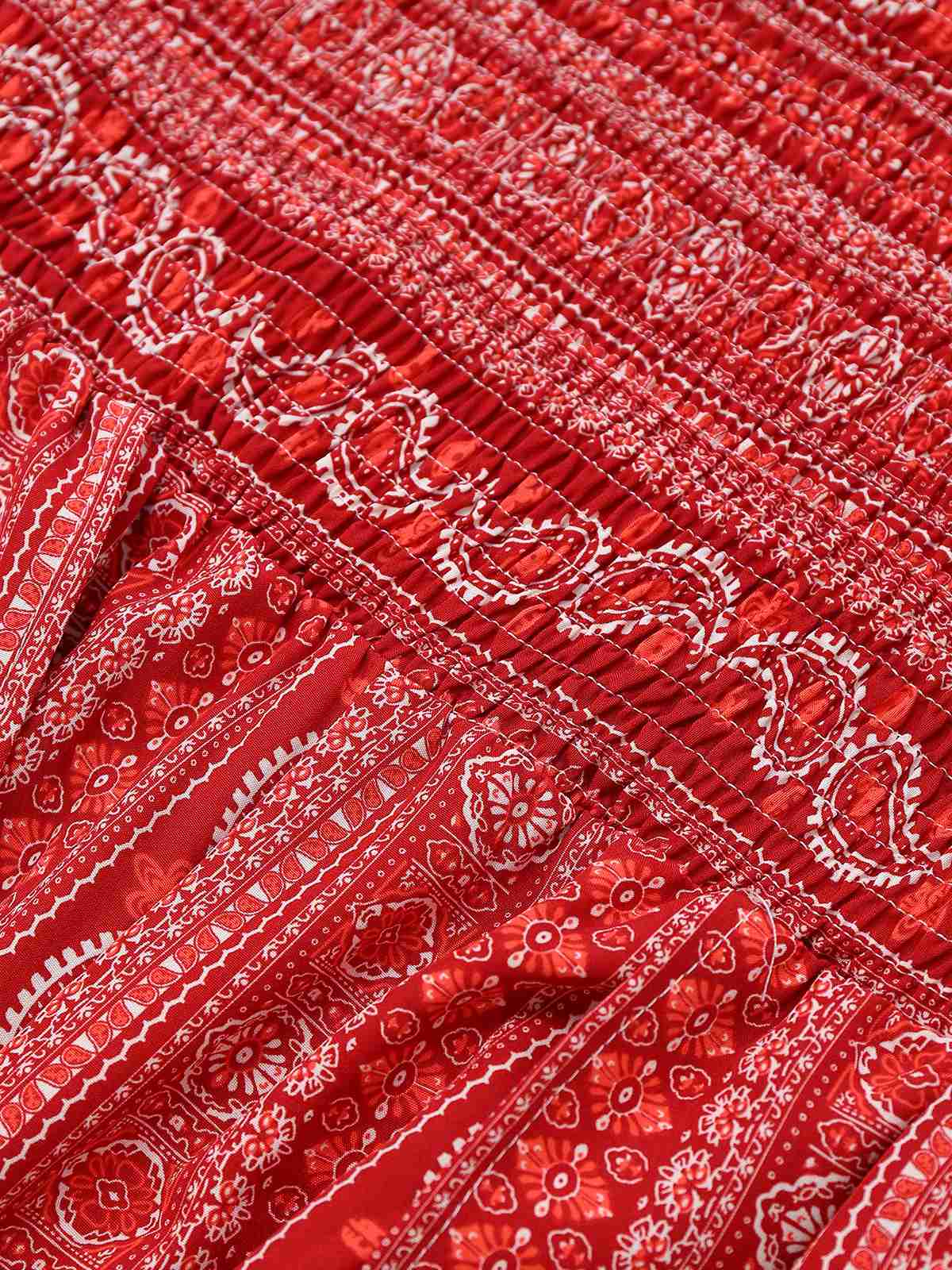 1970er Bohemien Trägerlos Schlitz Gesmokt Jumpsuit - Image 7