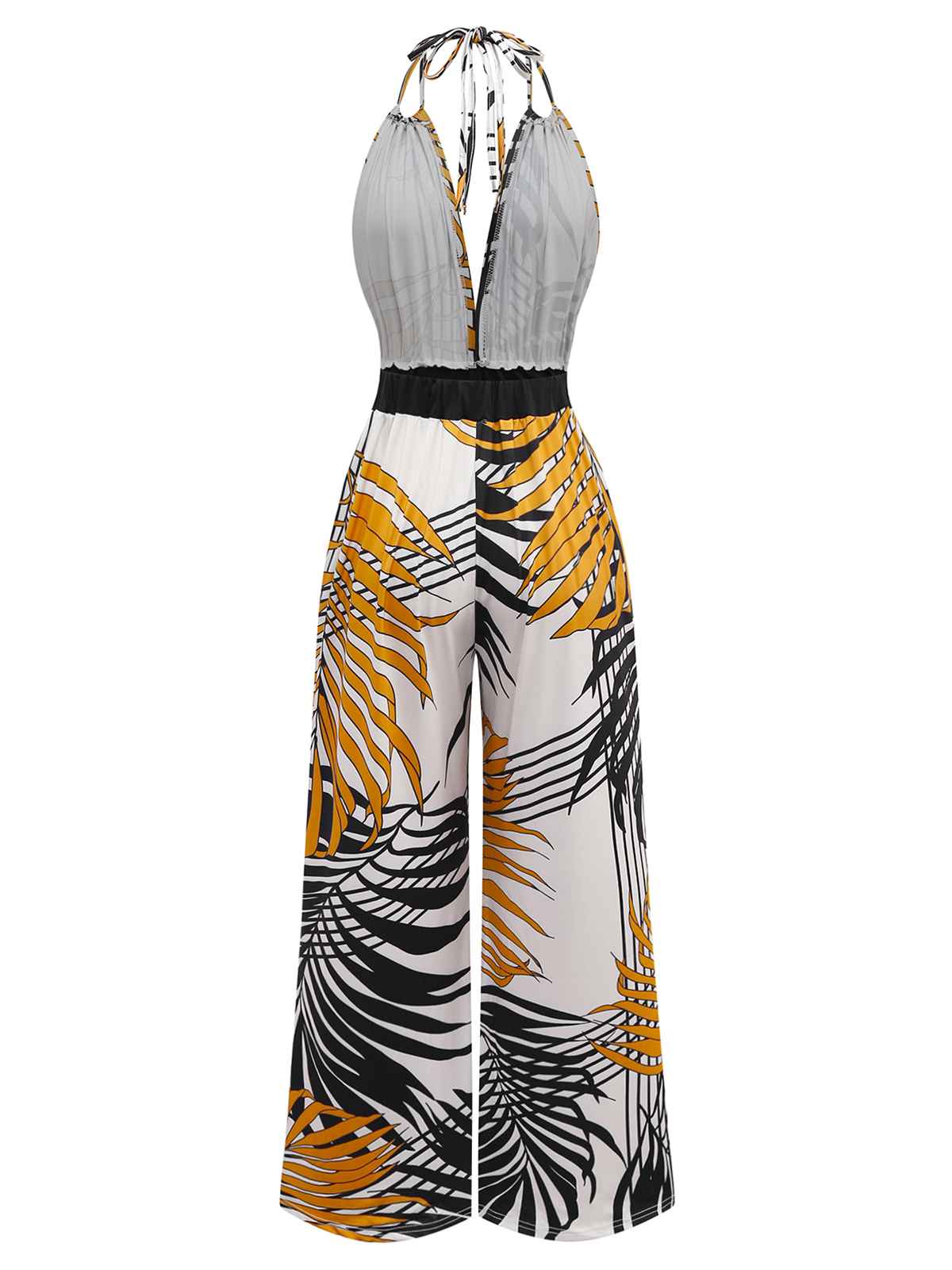 1970er Boho Blumen Schnürung Halter Jumpsuit - Image 2