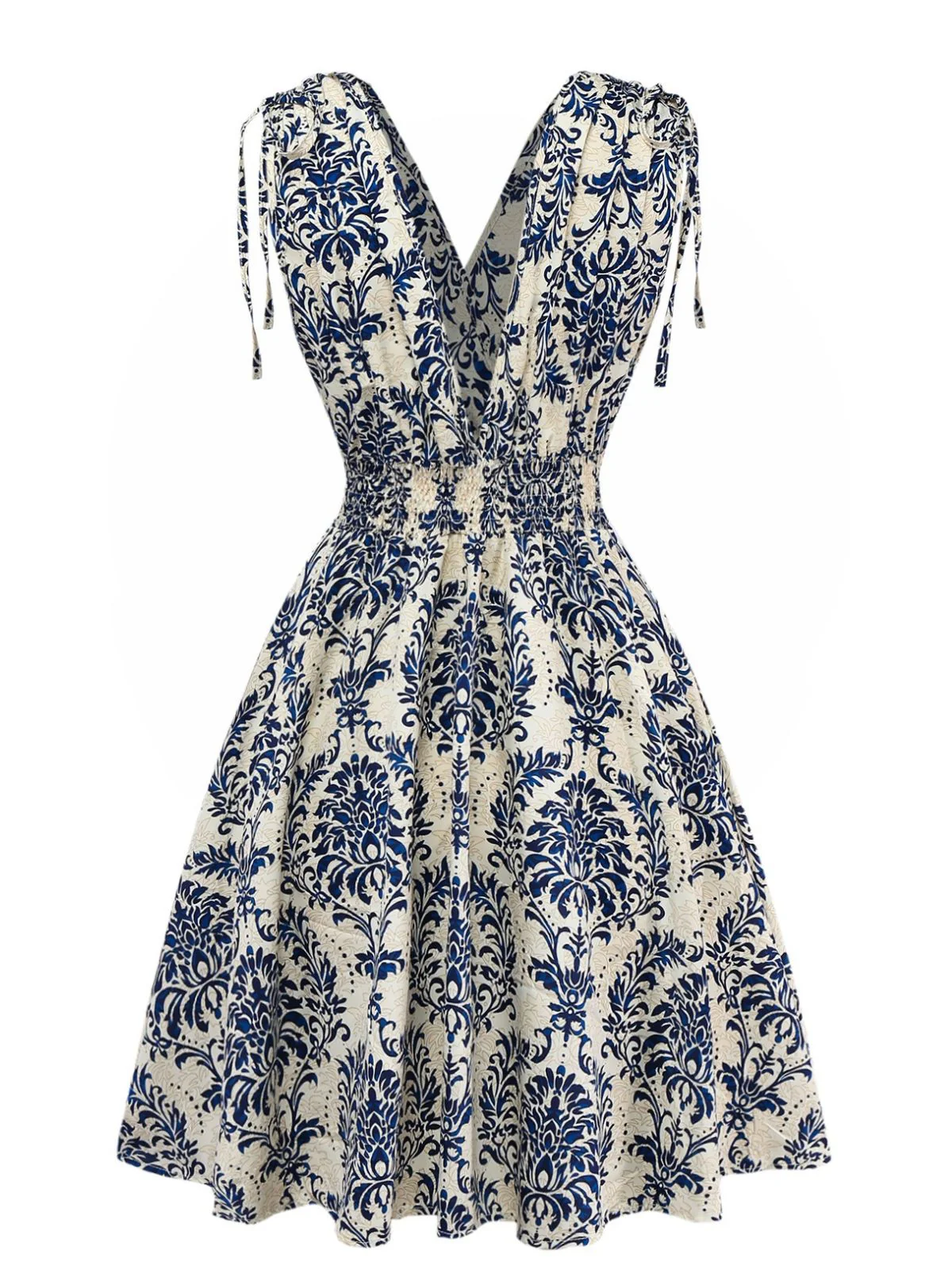 1970er Boho Schnürung V-Ausschnitt Kleid - Image 4