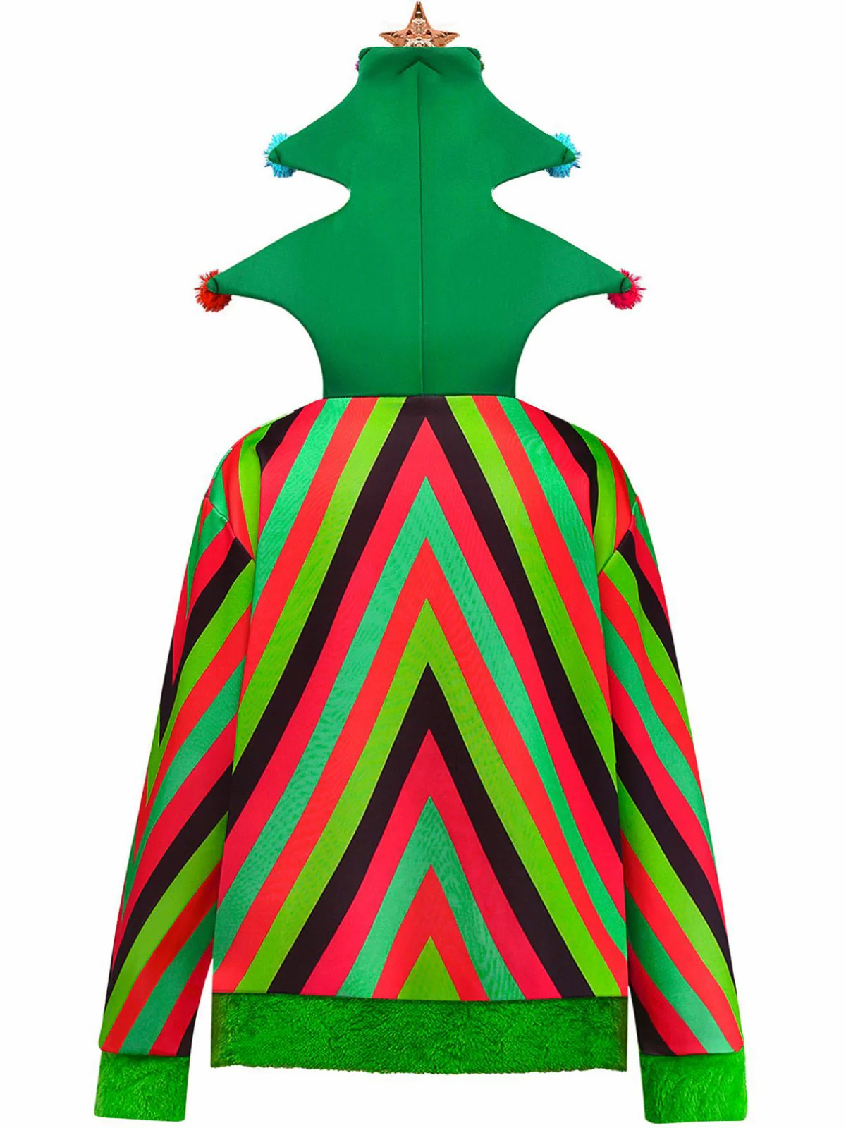 1970er Bunt Weihnachtsbaum 3D Verziert Hoodie Pullover - Image 3