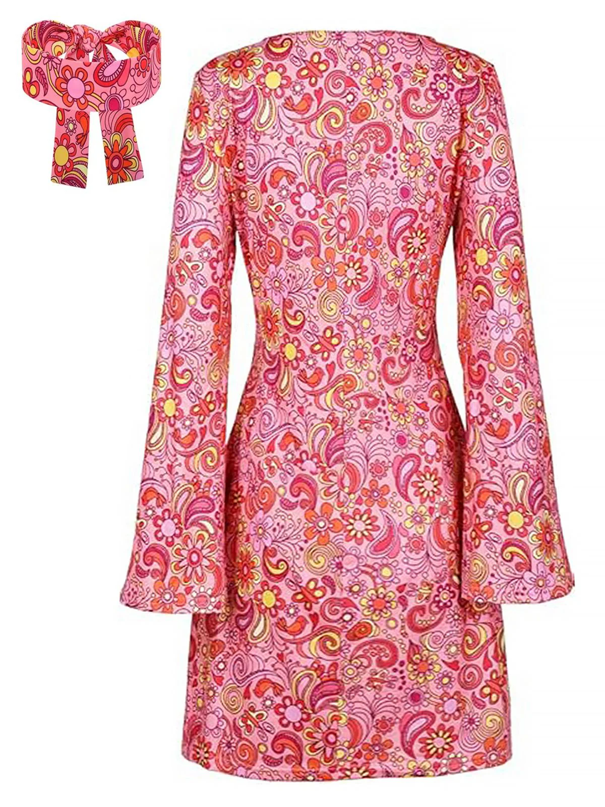 1970er Cashew Blumen Hippie Disco Kopftuch Kleid - Image 2