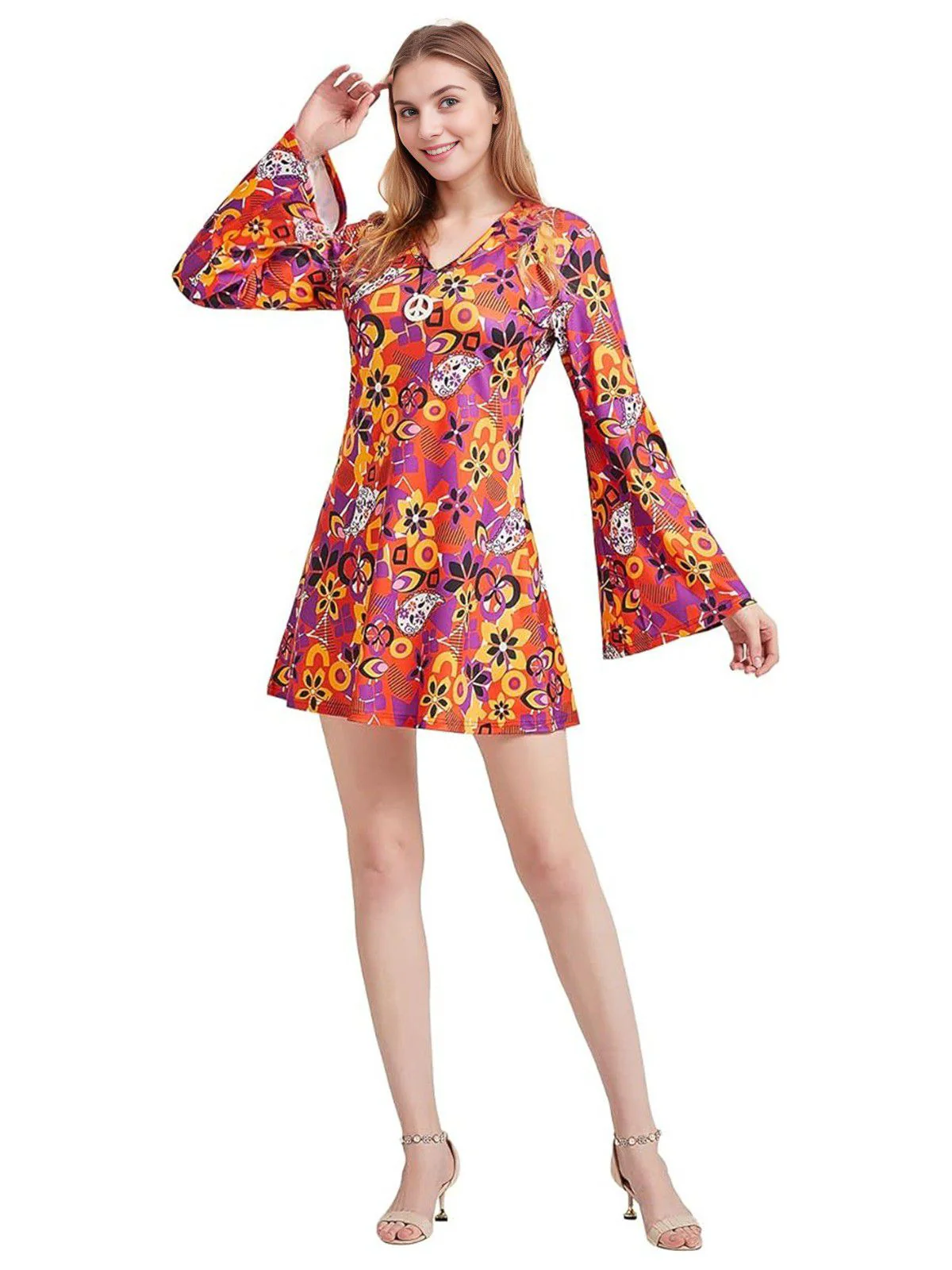 1970er Cashew Blumen Hippie Disco Kopftuch Kleid - Image 3