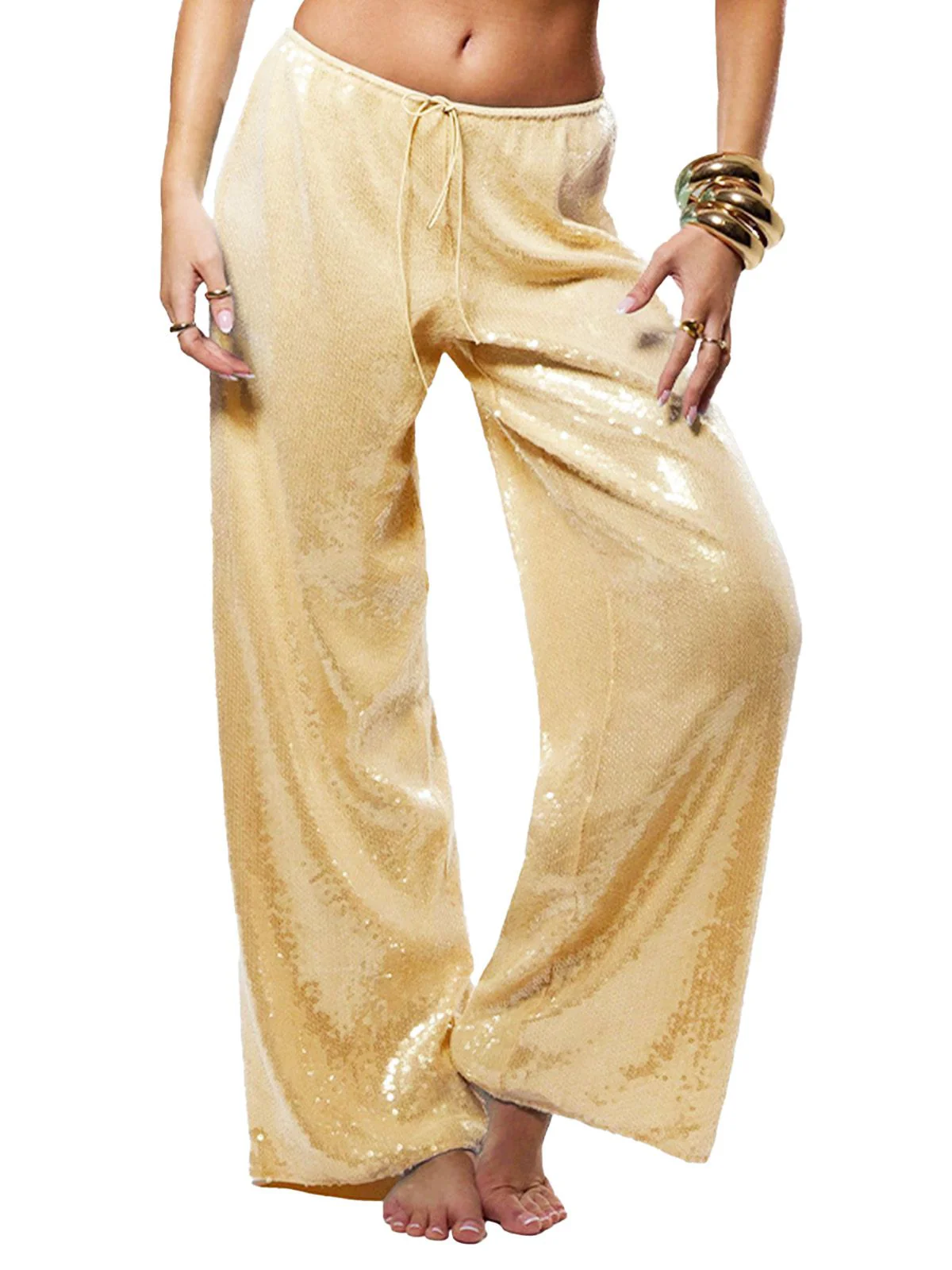1970er Disco Pailletten Weit Bein Lässig Hose - Image 6