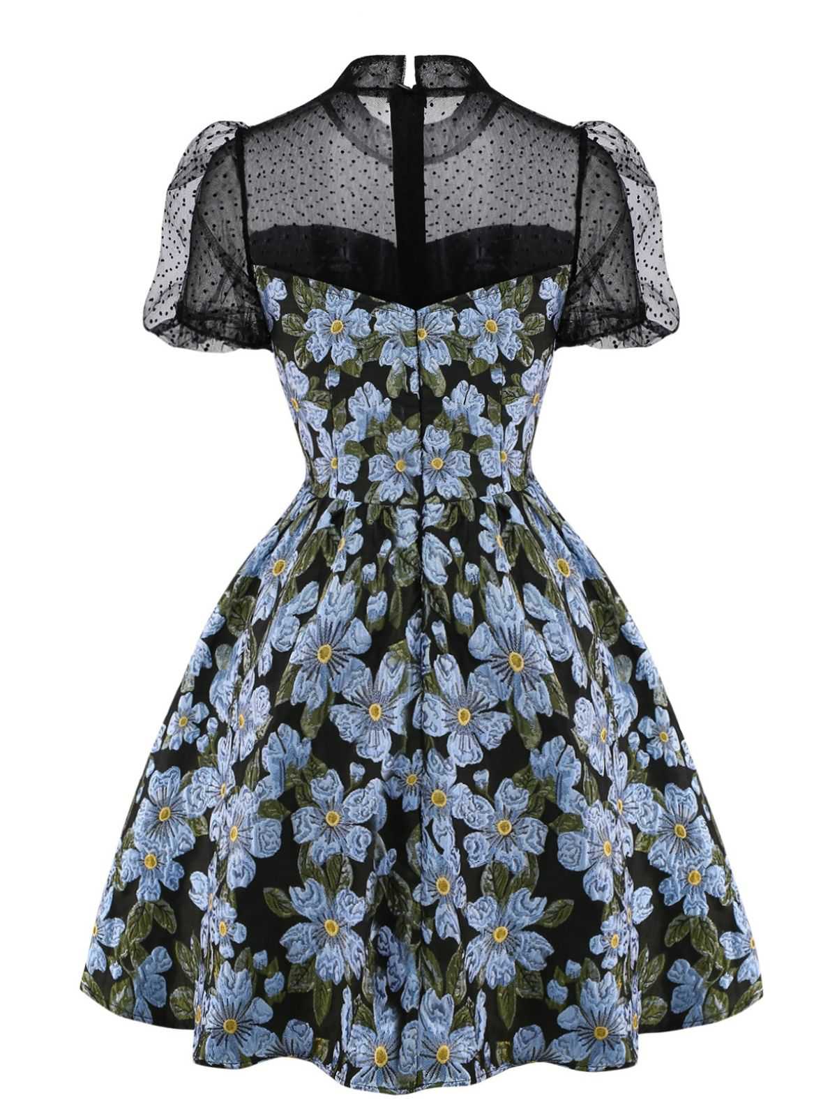 1970er Gänseblümchen Polka Dot Netz Kleid - Image 2
