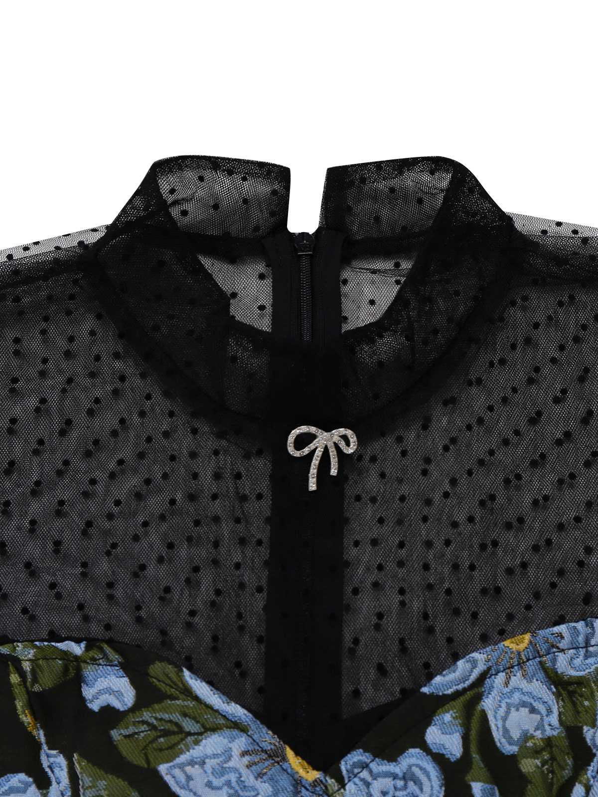 1970er Gänseblümchen Polka Dot Netz Kleid - Image 4