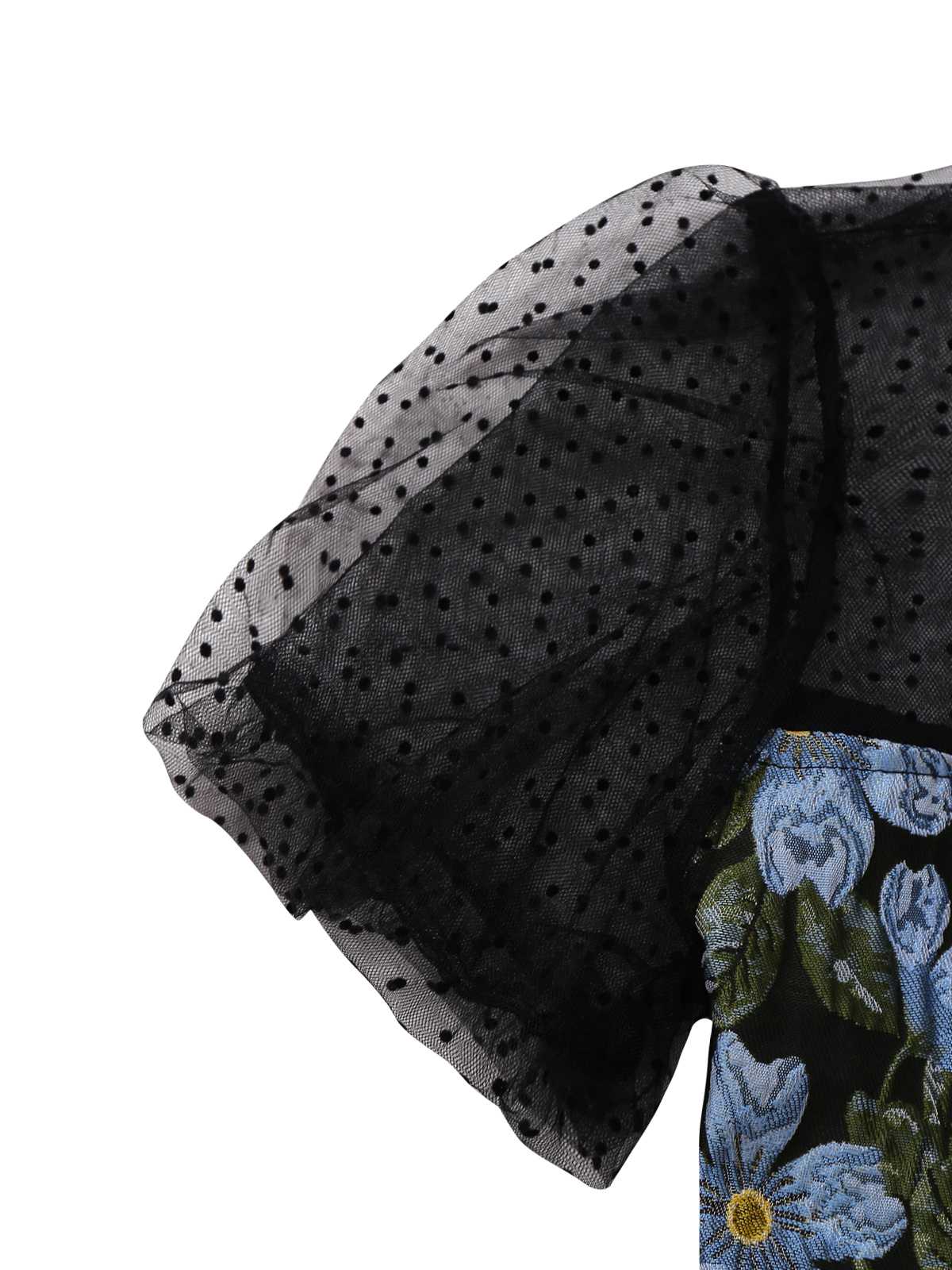 1970er Gänseblümchen Polka Dot Netz Kleid - Image 5
