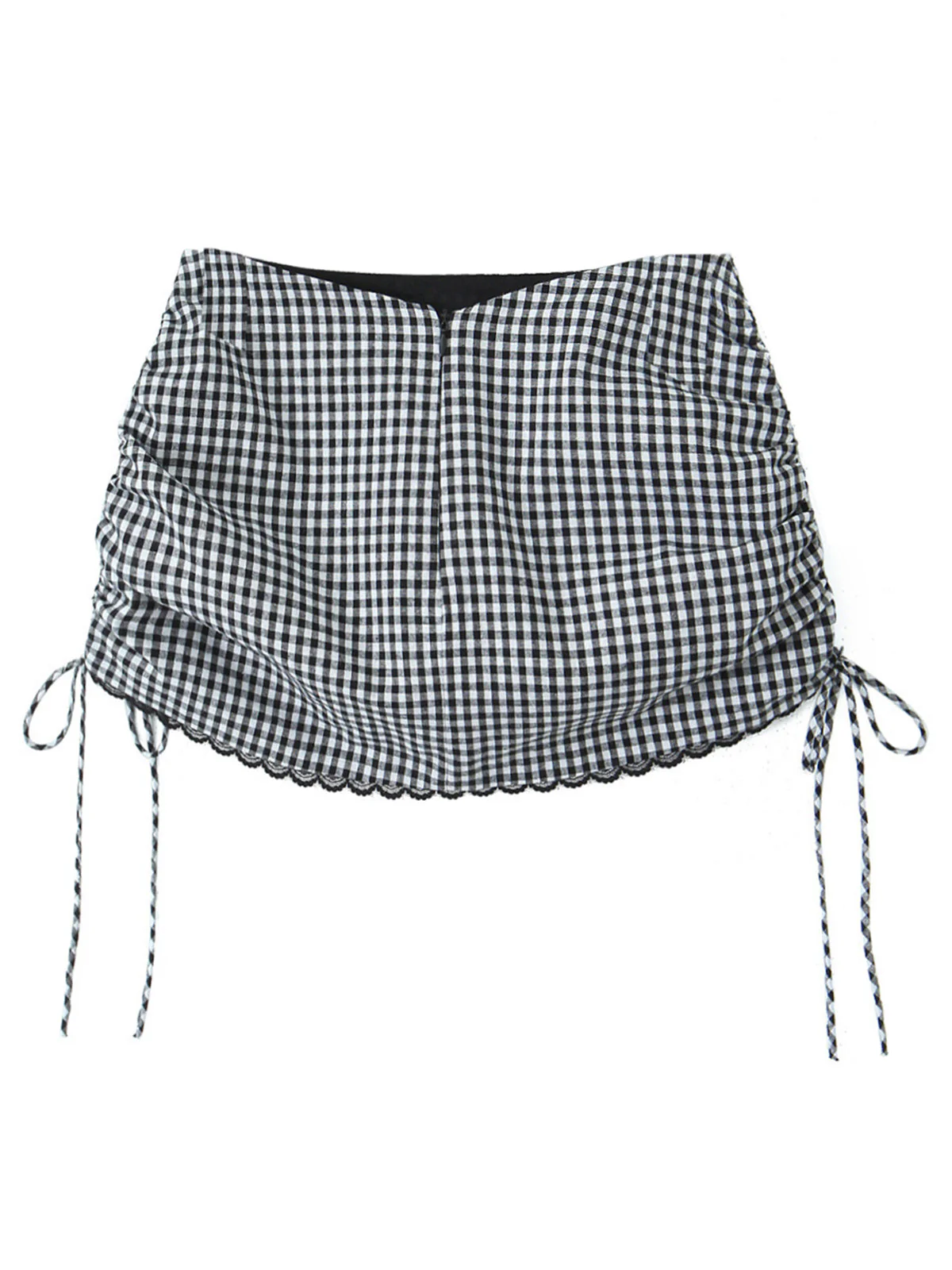 1970er Gingham Plaid Spitze Bogen Rock - Image 2