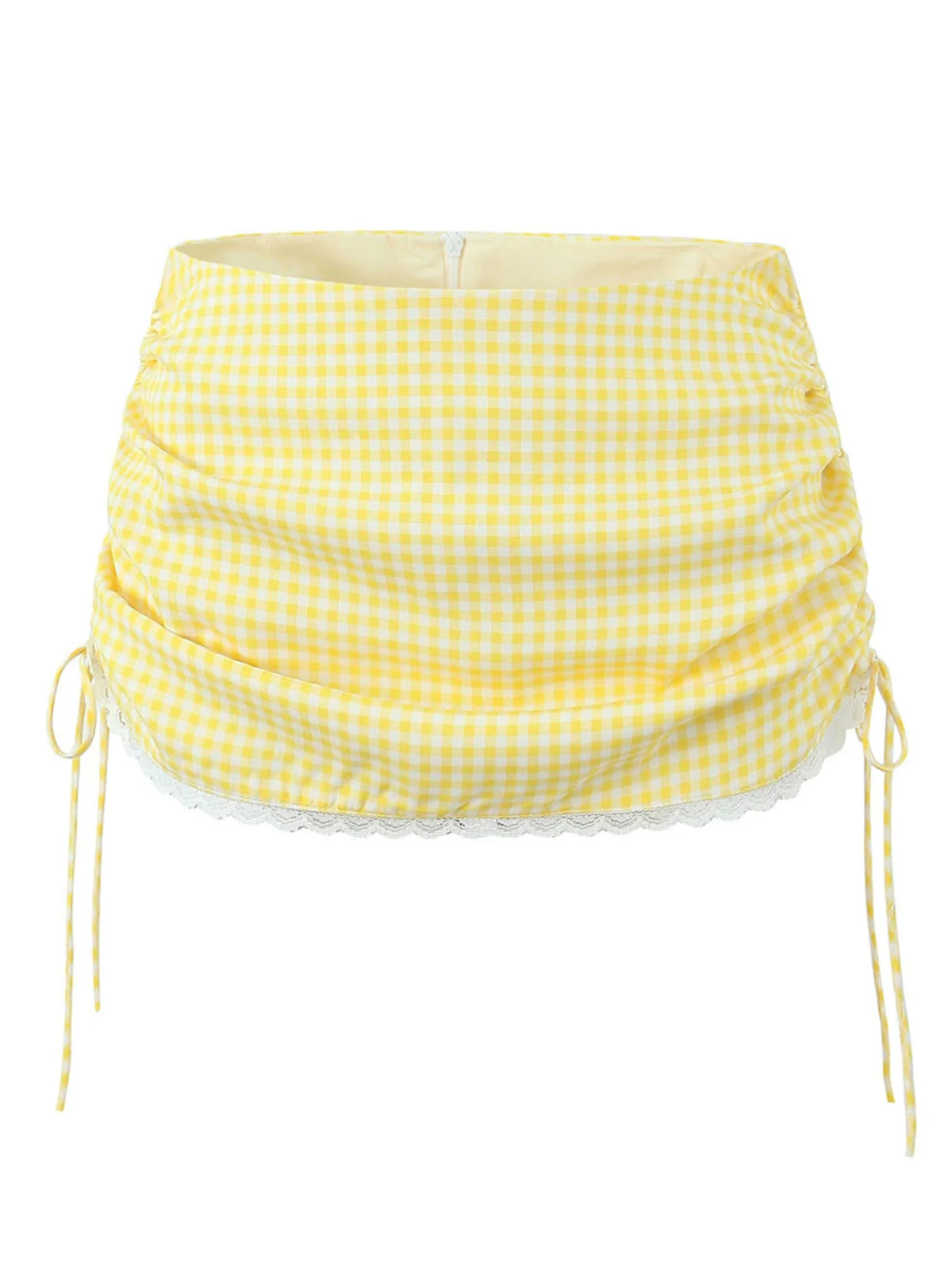 1970er Gingham Plaid Spitze Bogen Rock - Image 3