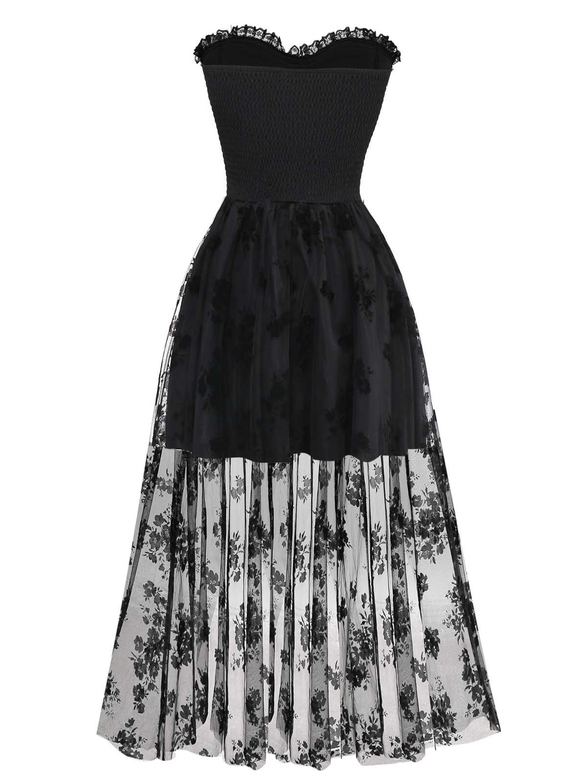 1970er Gothic Trägerlos Dunkle Braut Netz Korsett Kleid - Image 2