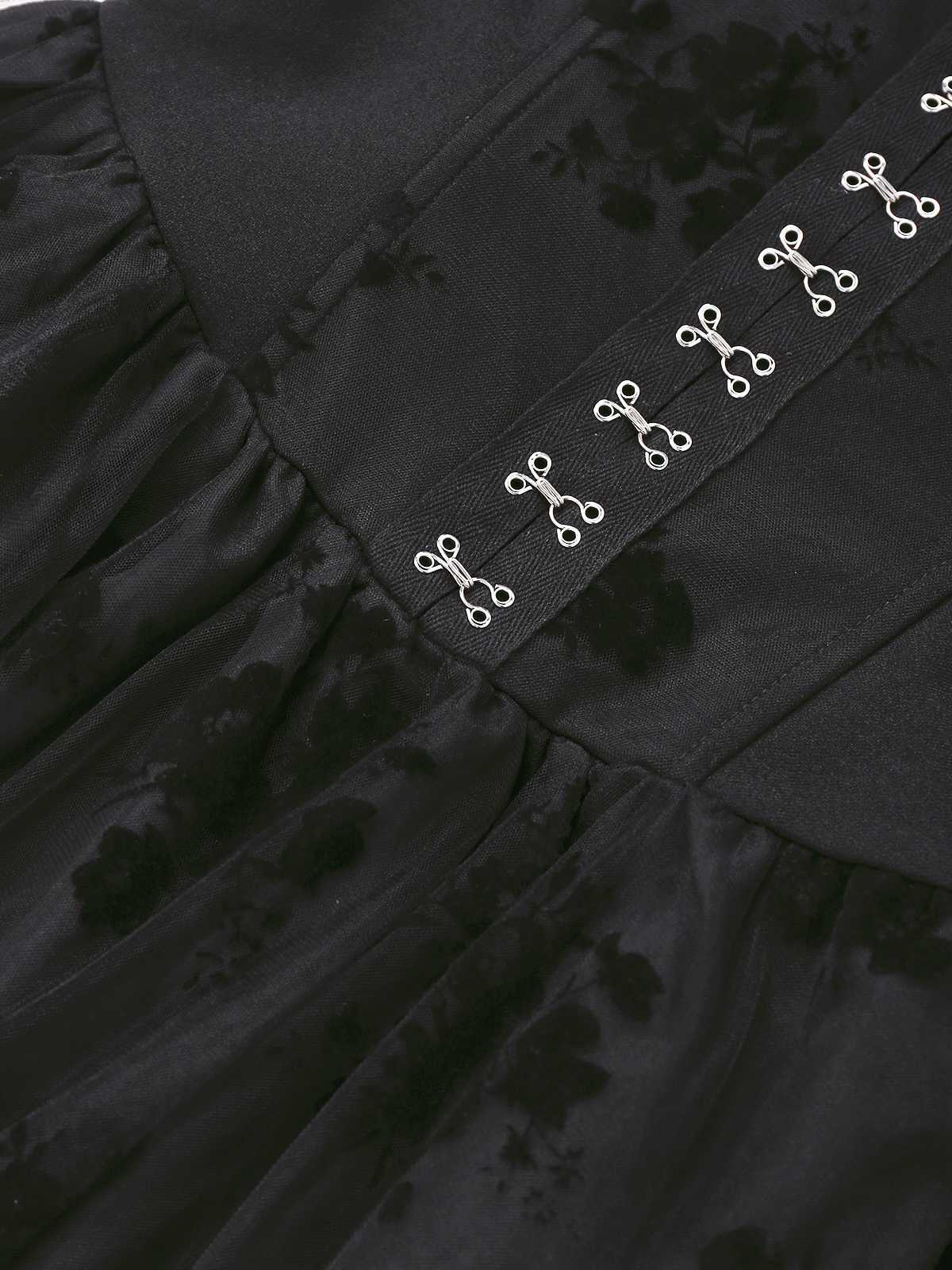 1970er Gothic Trägerlos Dunkle Braut Netz Korsett Kleid - Image 3