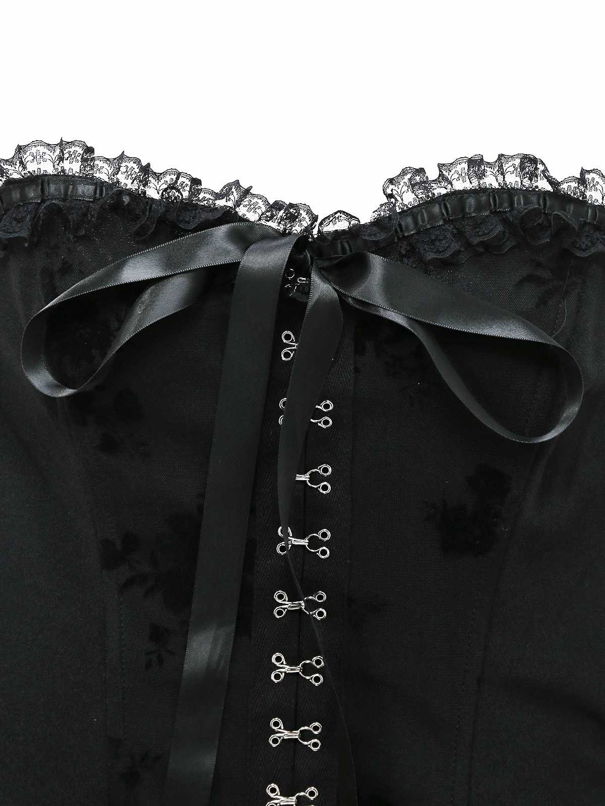 1970er Gothic Trägerlos Dunkle Braut Netz Korsett Kleid - Image 4