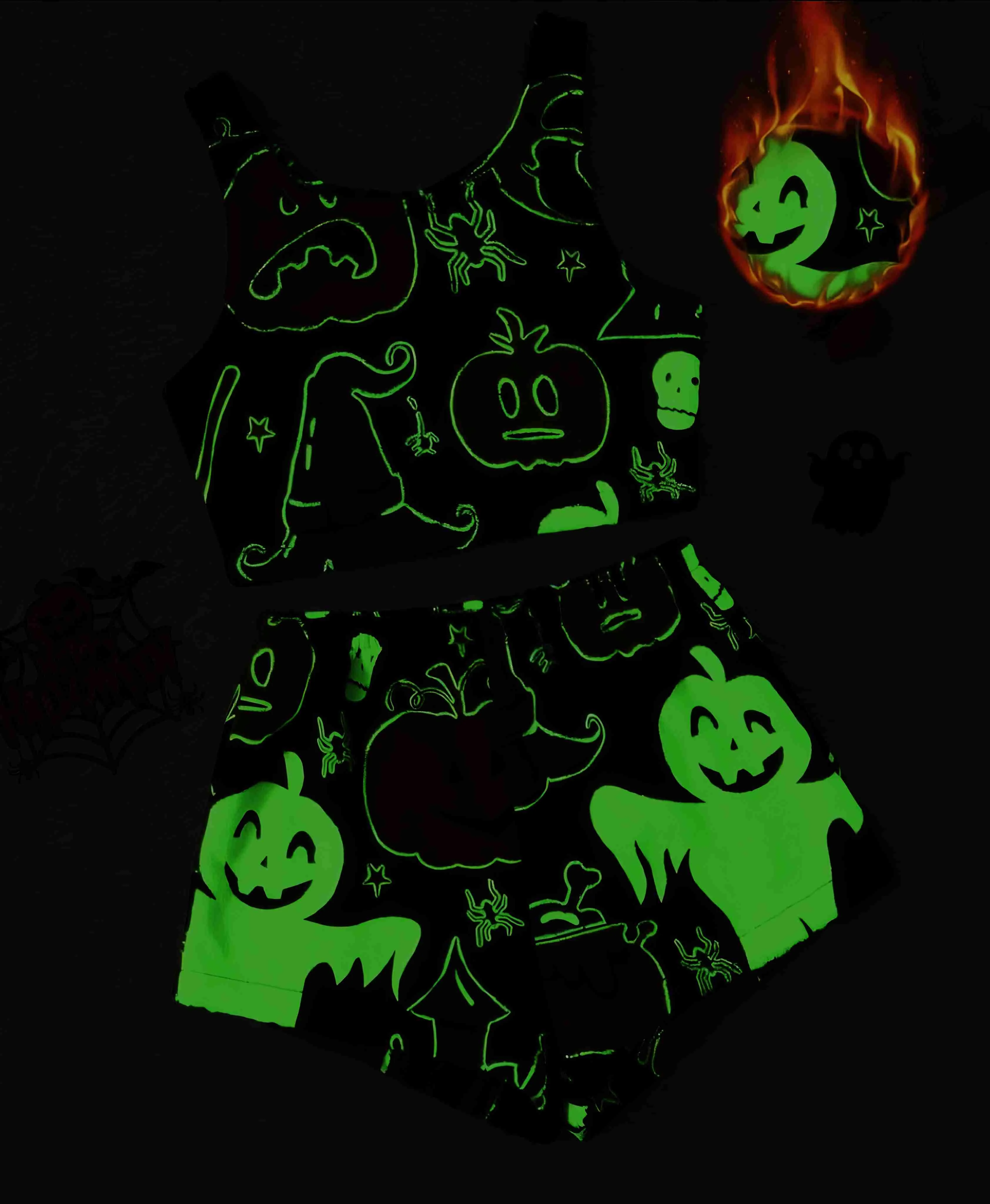 1970er Halloween Flanell Graffiti Glow-in-the-Dark Pyjama - Image 4