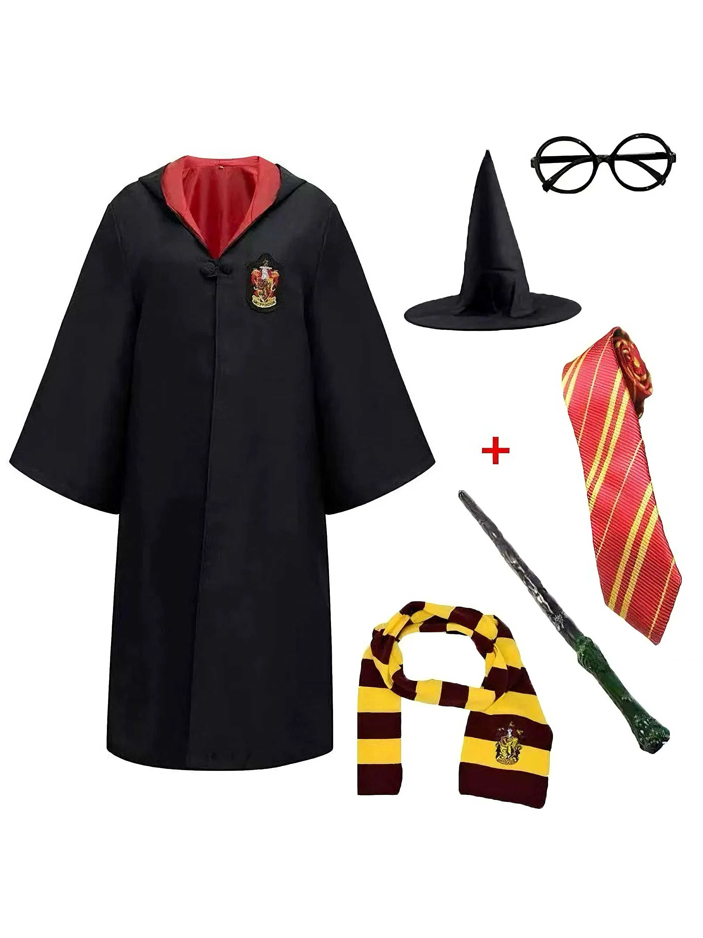 1970er Halloween Zaubererschule Kapuze Robe Kostüm Set