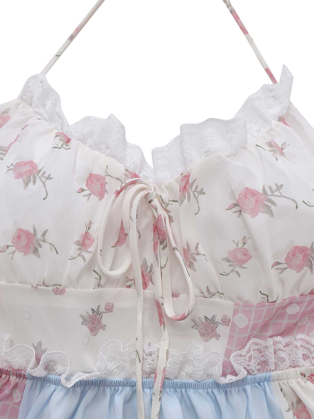 1970er Halter Boho Blumen Spitze Maxi Kleid - Image 3