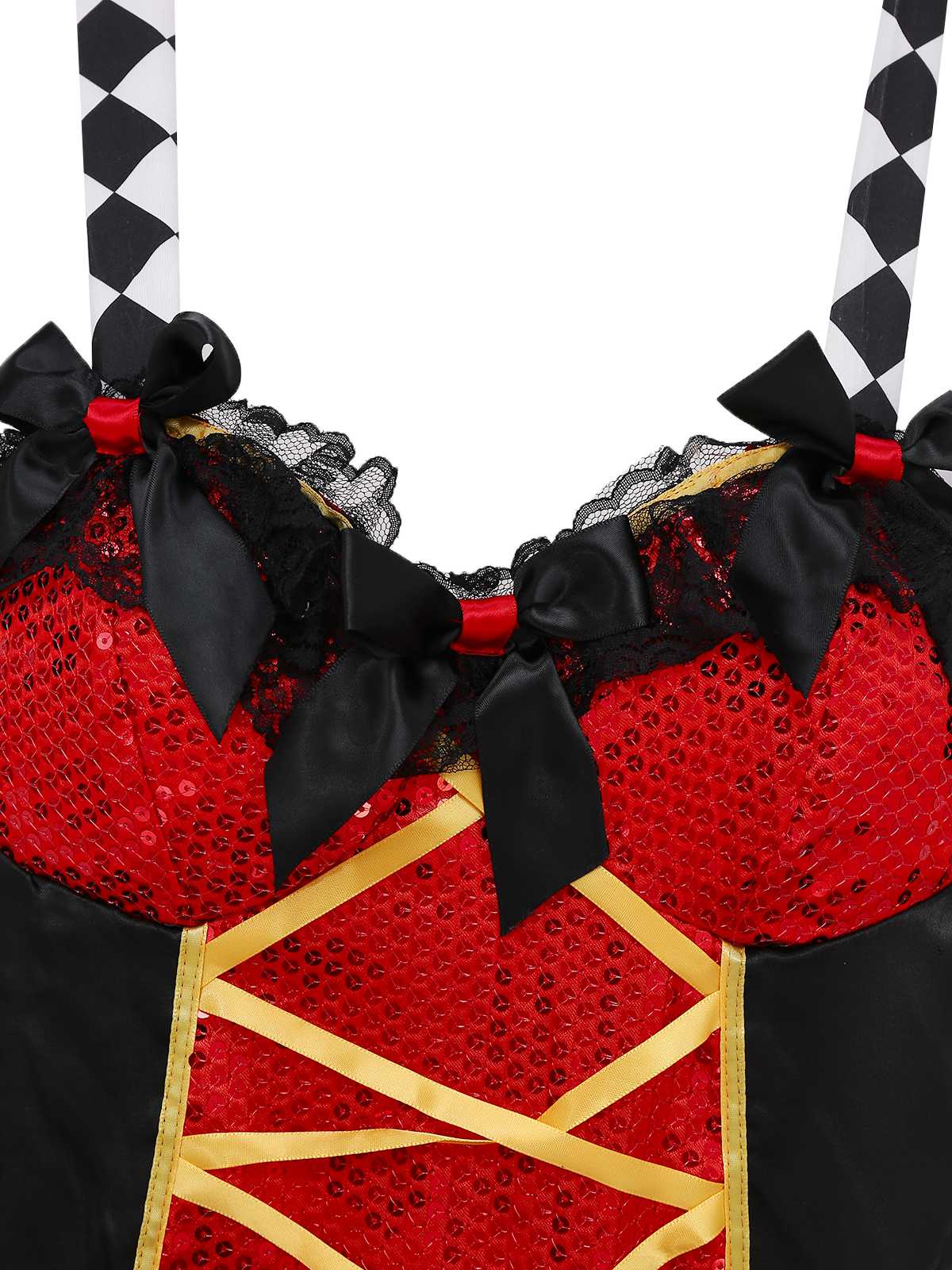 1970er Halter Halloween Queen Of Hearts Pailletten Kostüm - Image 3
