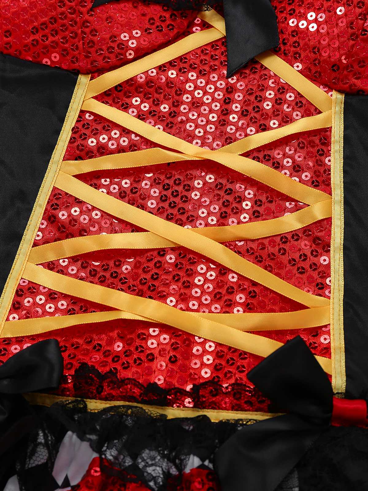 1970er Halter Halloween Queen Of Hearts Pailletten Kostüm - Image 4