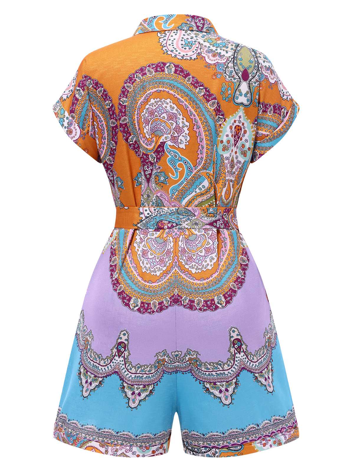 1970er Hemdkragen Paisley Drucken Gürtel Romper - Image 2