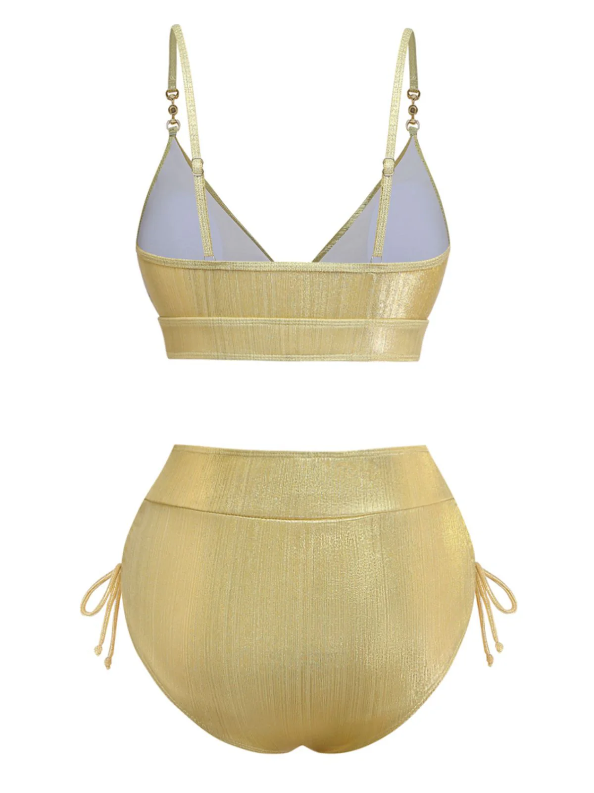1970er Hochtailliert Metallic Schimmer Bikini Set - Image 3