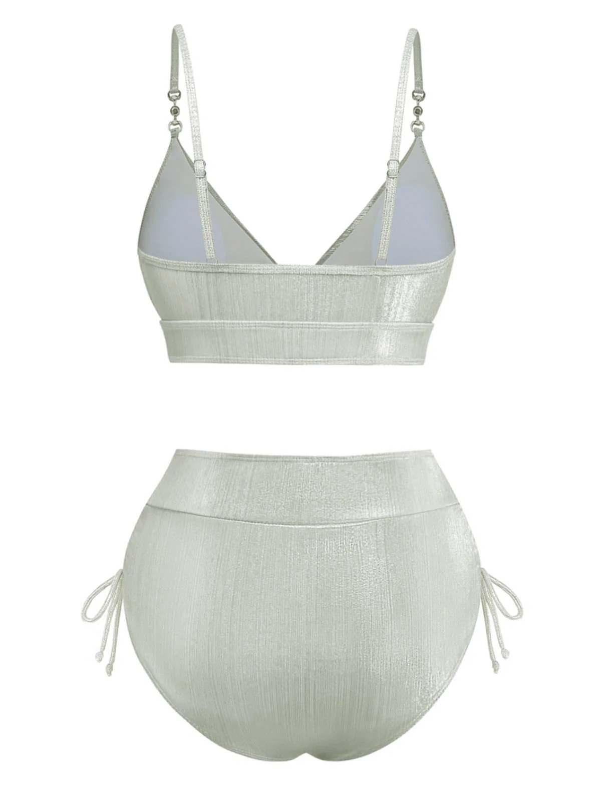 1970er Hochtailliert Metallic Schimmer Bikini Set - Image 9