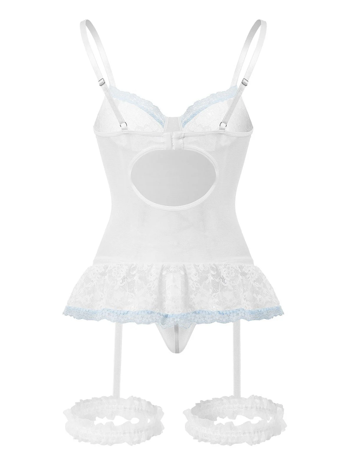 1970er Kontrastiert Spitze Netz Bogen Schnürung Dessous Set - Image 14