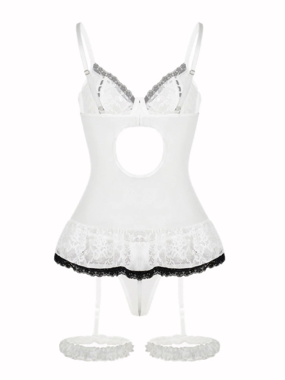 1970er Kontrastiert Spitze Netz Bogen Schnürung Dessous Set - Image 20