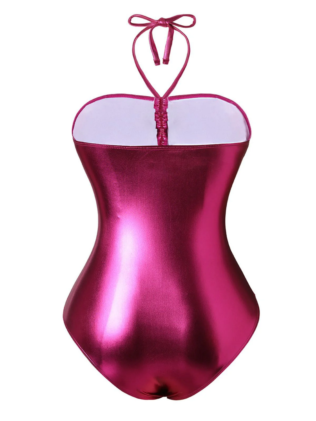 1970er Metallic Halter Ausschnitt Einteiliger Badeanzug - Image 3