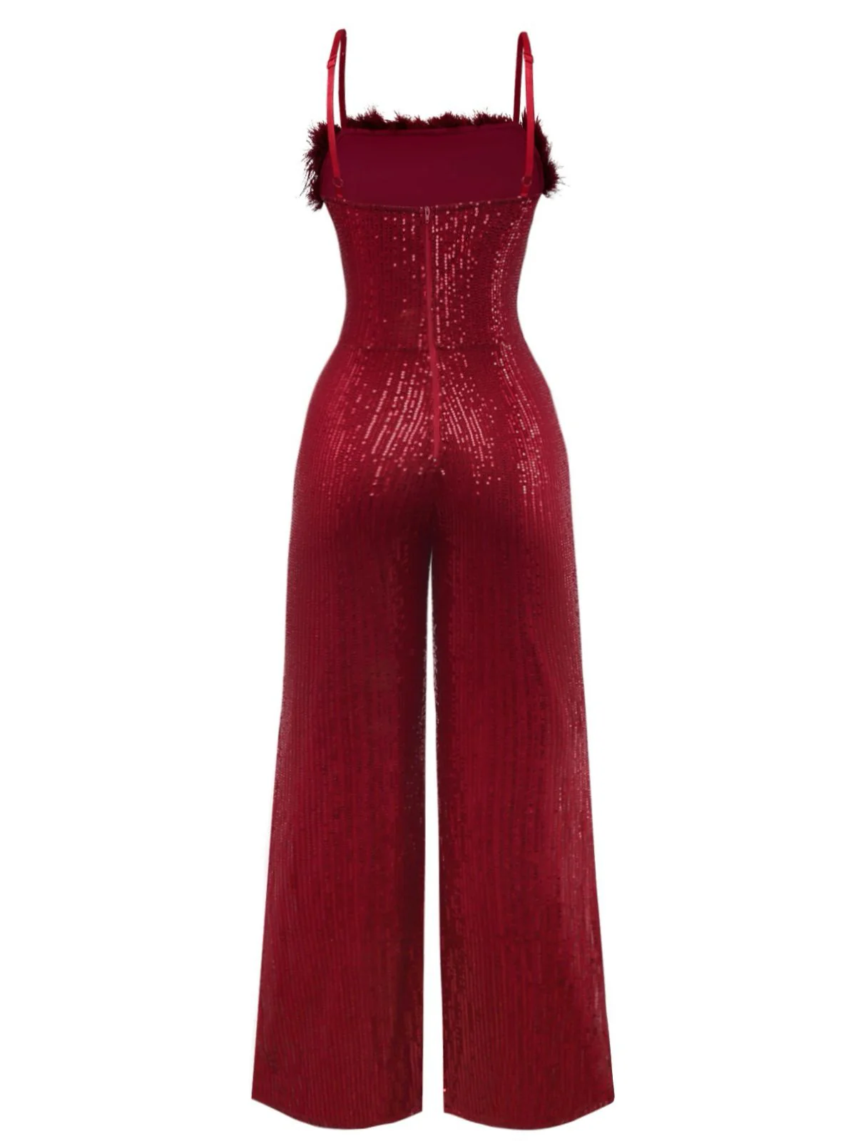 1970er Pailletten Fell Trimmen Patchwork Spaghetti Träger Jumpsuit - Image 2