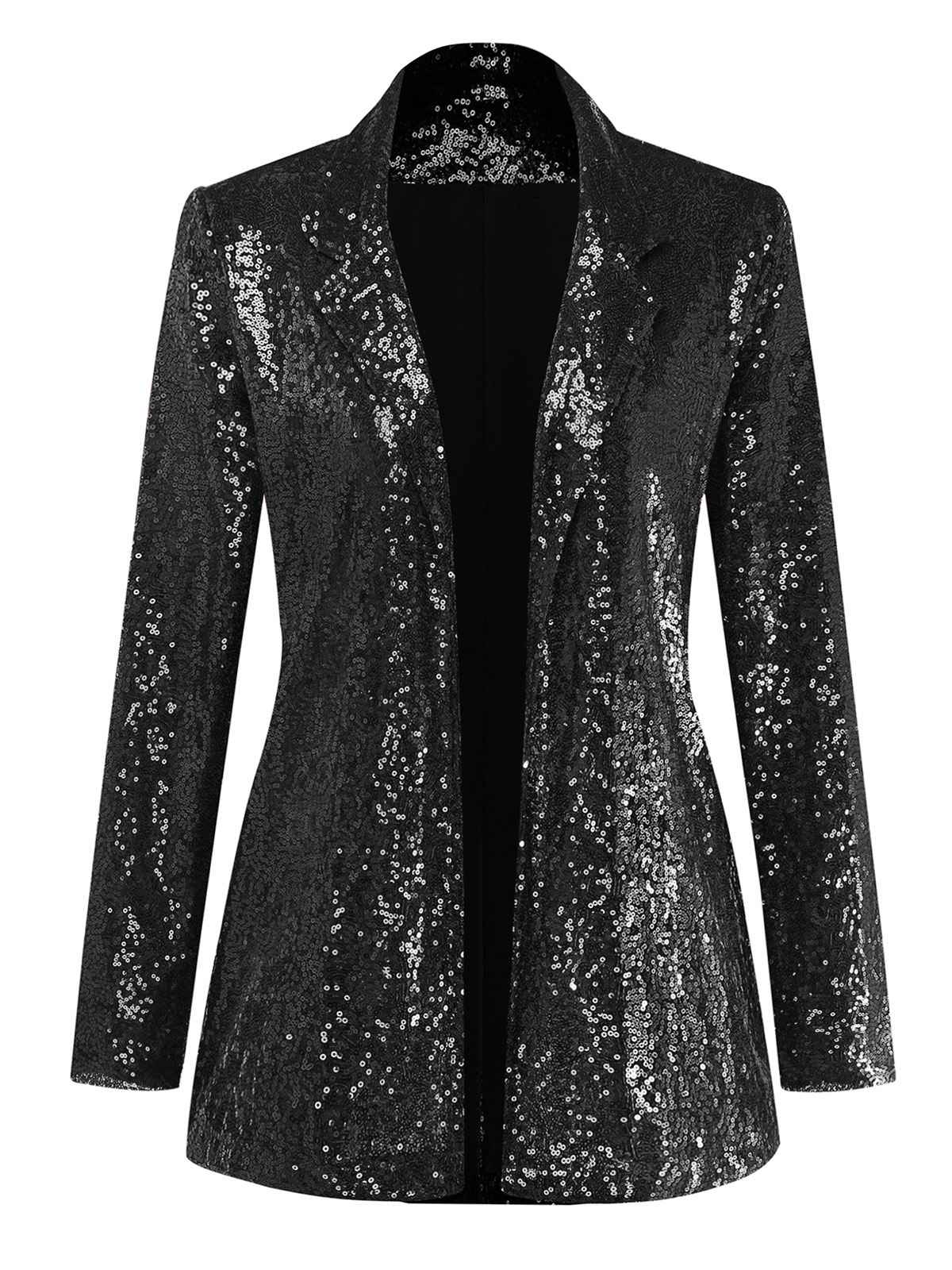 1970er Pailletten Revers Lange Ärmel Jacke - Image 7