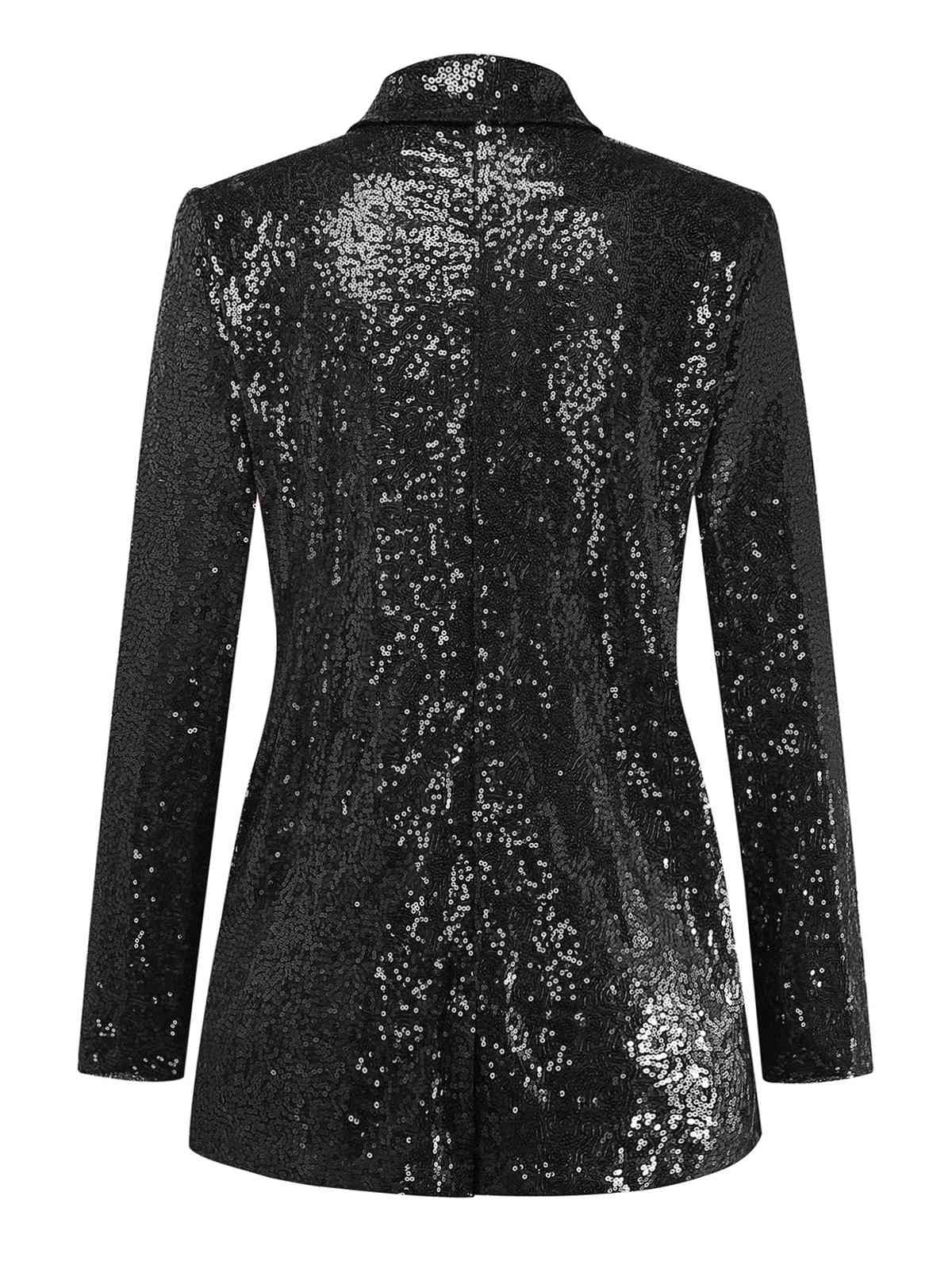 1970er Pailletten Revers Lange Ärmel Jacke - Image 8