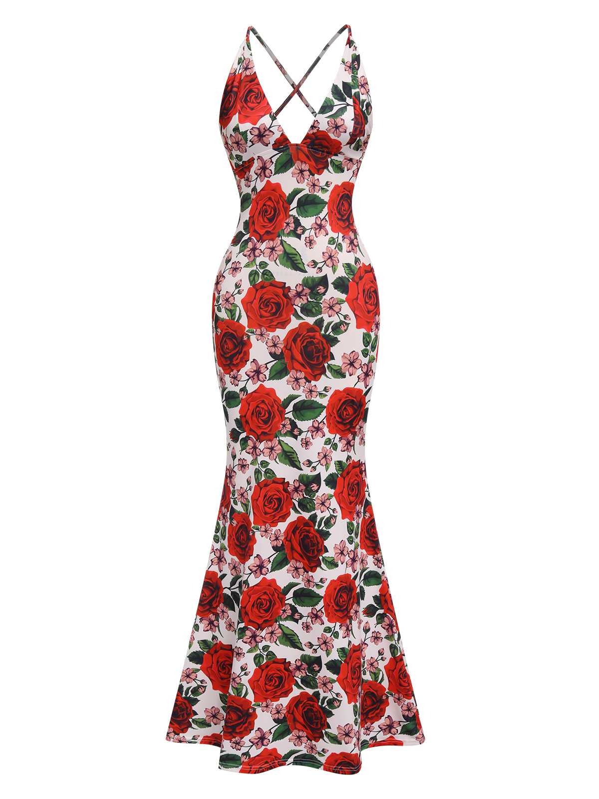 1970er Rose Halter Rückenfreies Kleid - Image 2