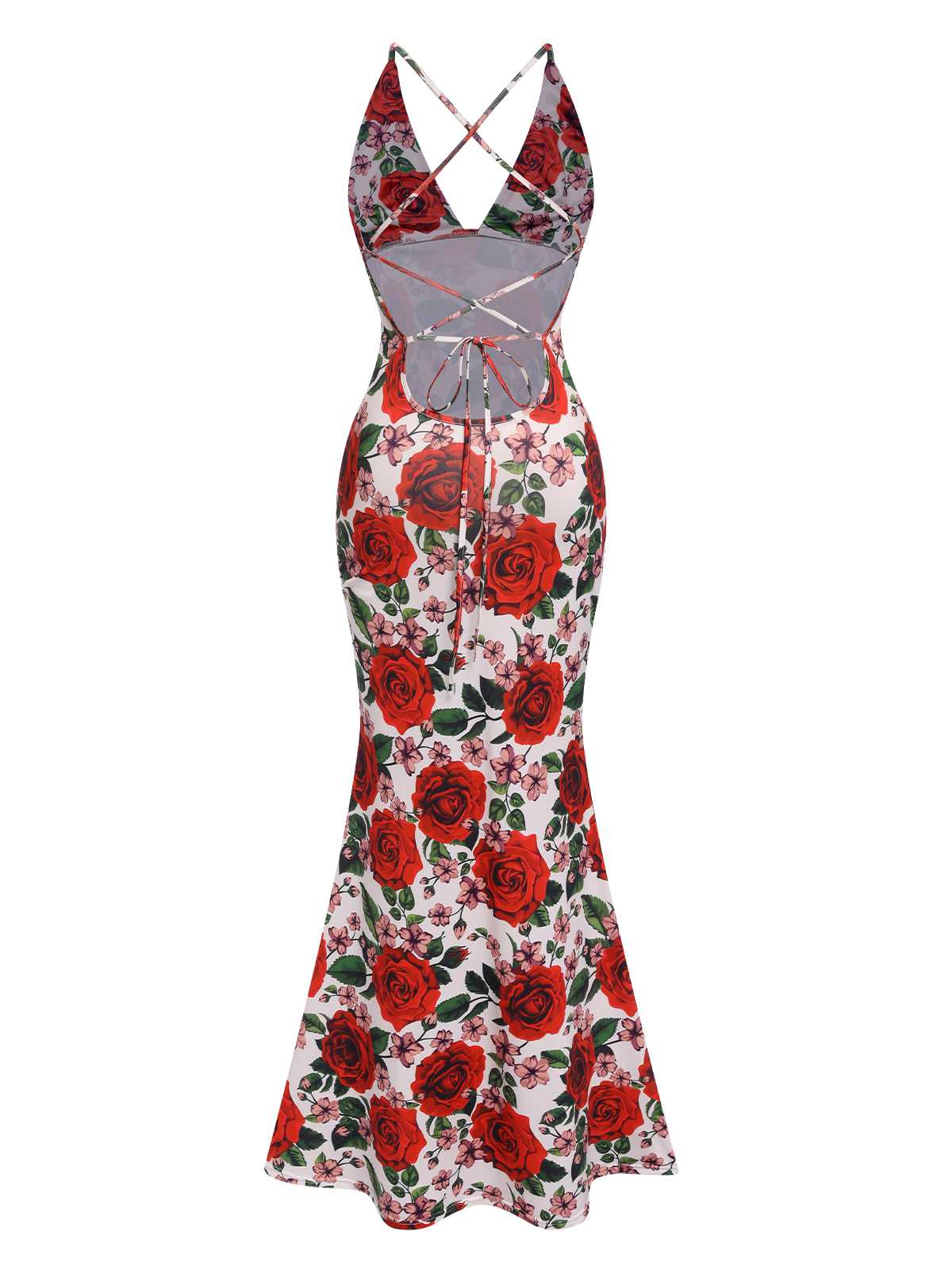 1970er Rose Halter Rückenfreies Kleid - Image 3
