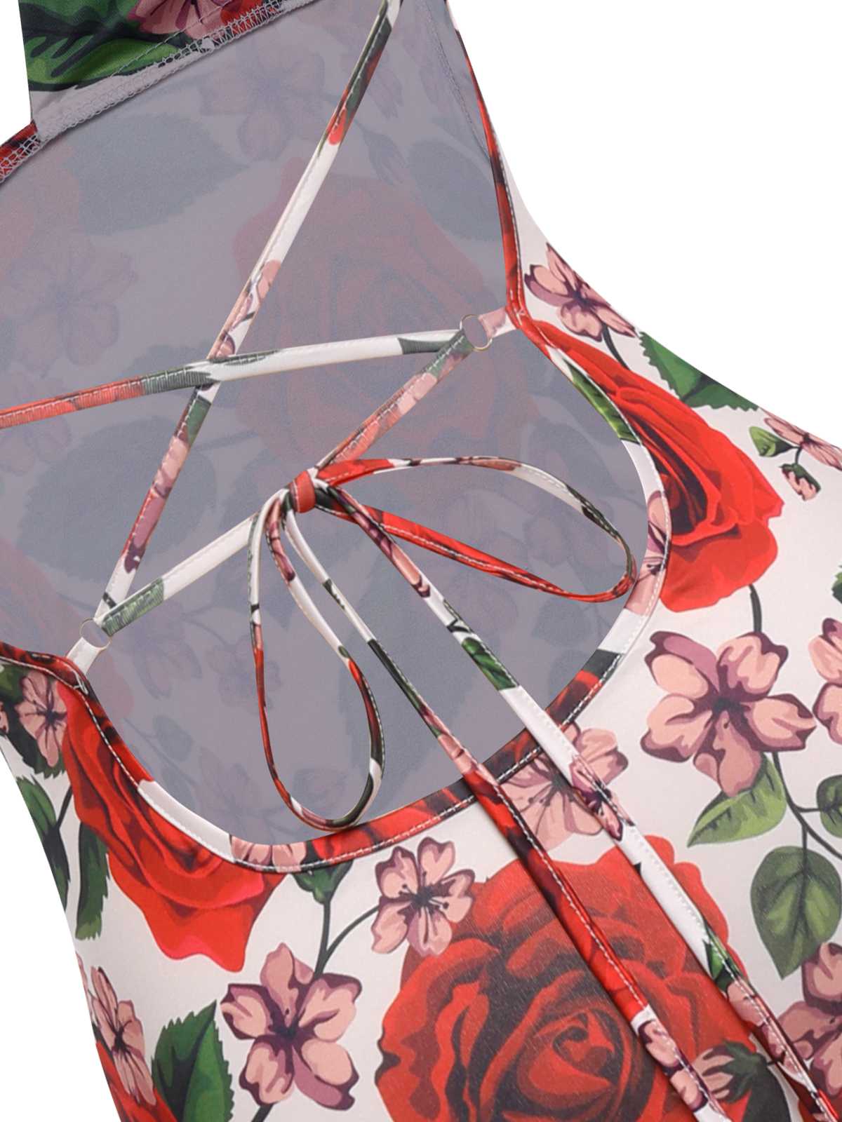 1970er Rose Halter Rückenfreies Kleid - Image 4