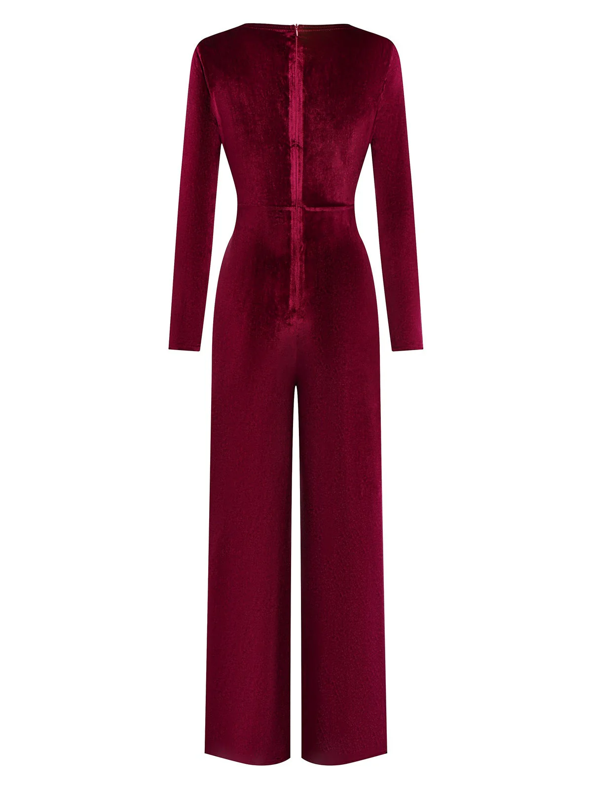1970er Samt Tief V-Ausschnitt Langarm Jumpsuit - Image 2