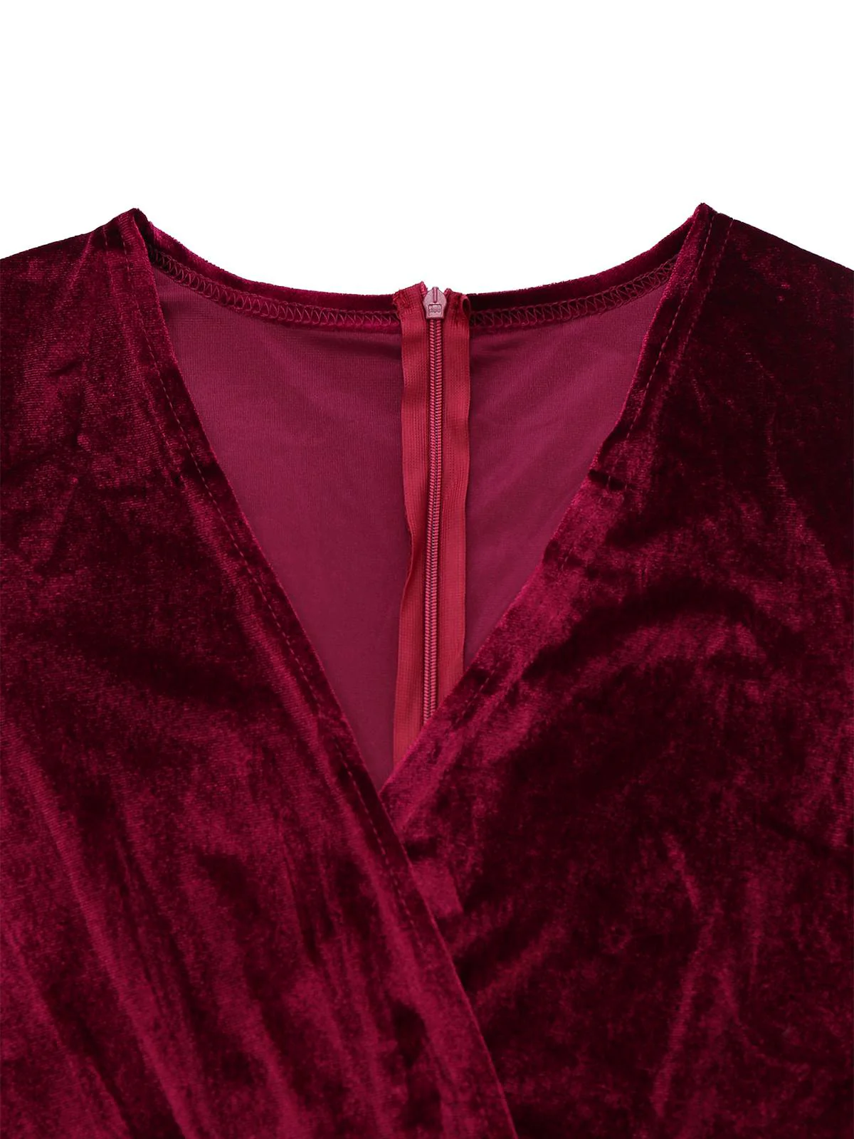 1970er Samt Tief V-Ausschnitt Langarm Jumpsuit - Image 3