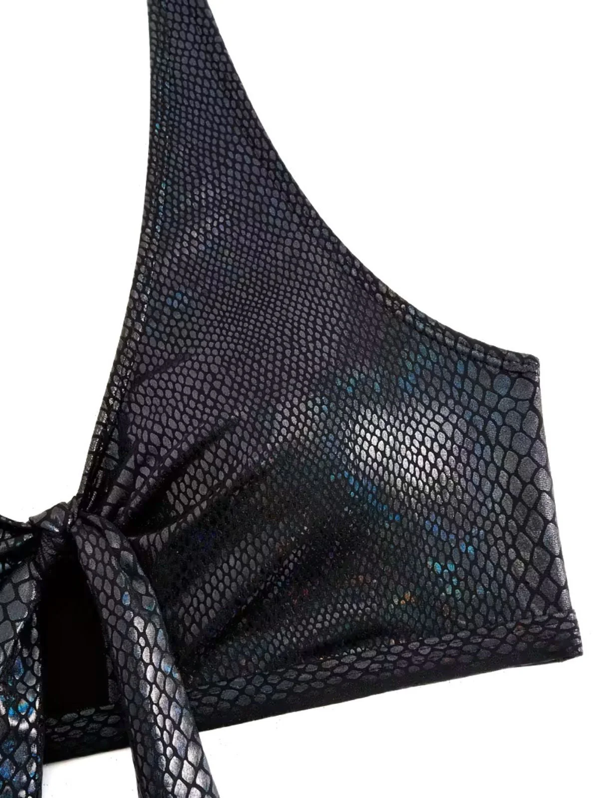 1970er Schlangenhaut Metallisch Front-Bindung Bikini Set - Image 4