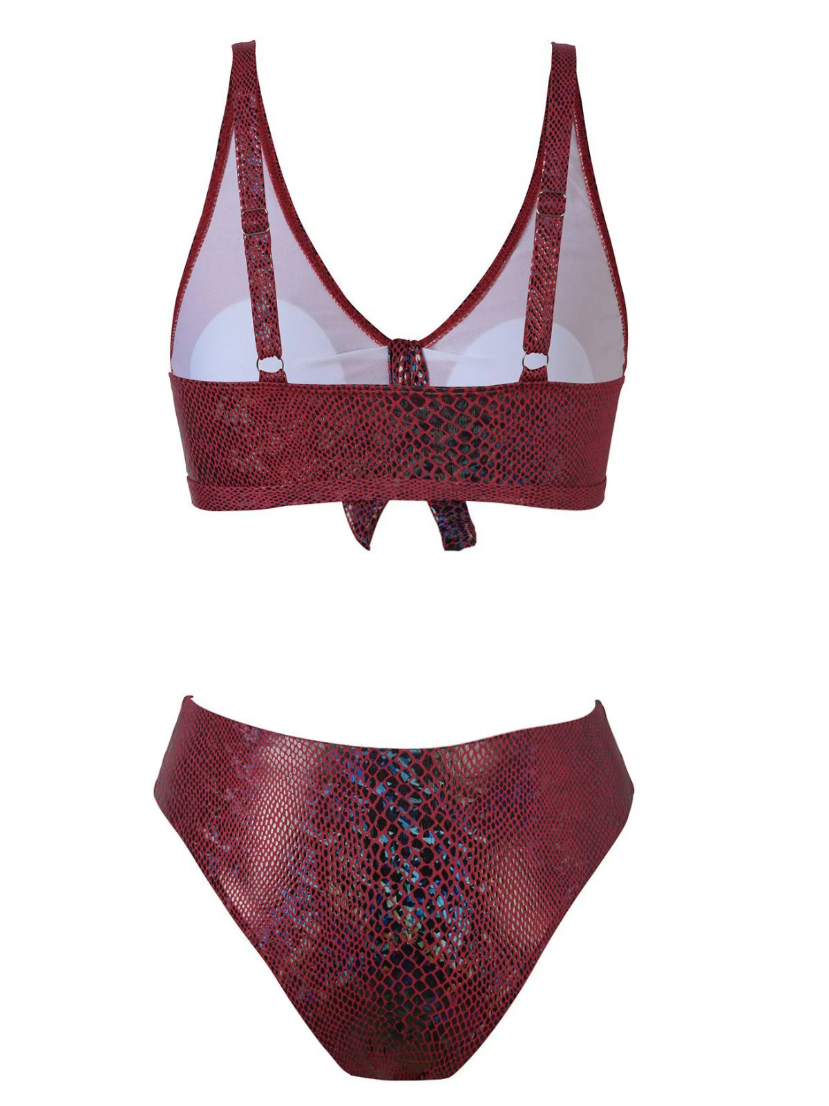 1970er Schlangenhaut Metallisch Front-Bindung Bikini Set - Image 8