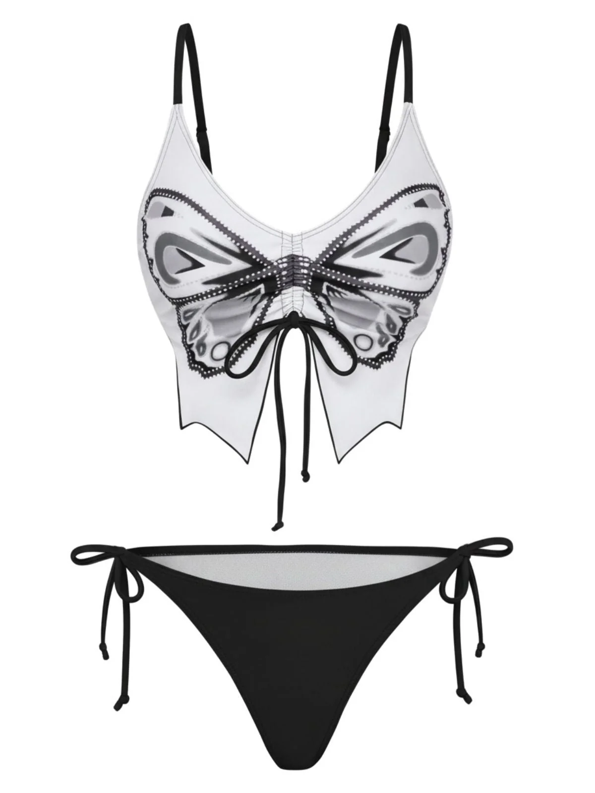 1970er Schmetterling Spaghetti Träger Schnürung Bikini Set - Image 2