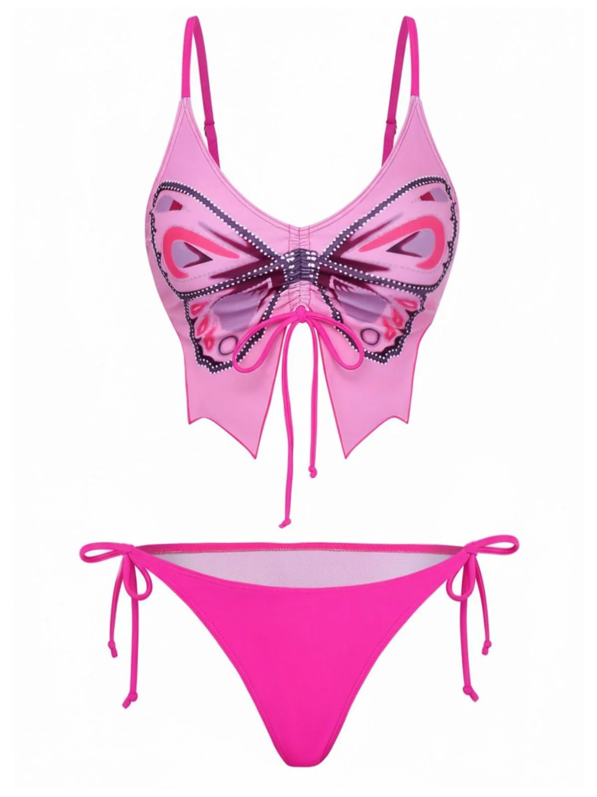1970er Schmetterling Spaghetti Träger Schnürung Bikini Set - Image 4