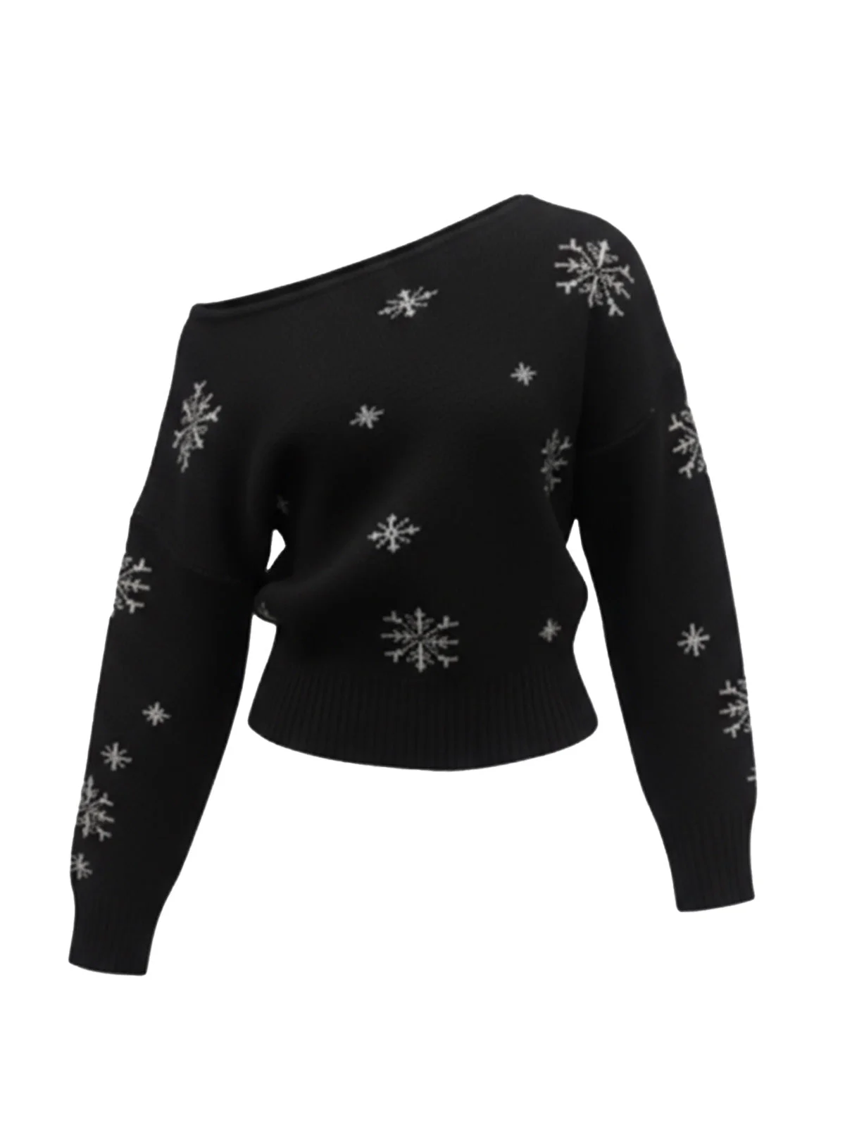 1970er Schneeflocke Asymmetrische Schulter Pullover - Image 4