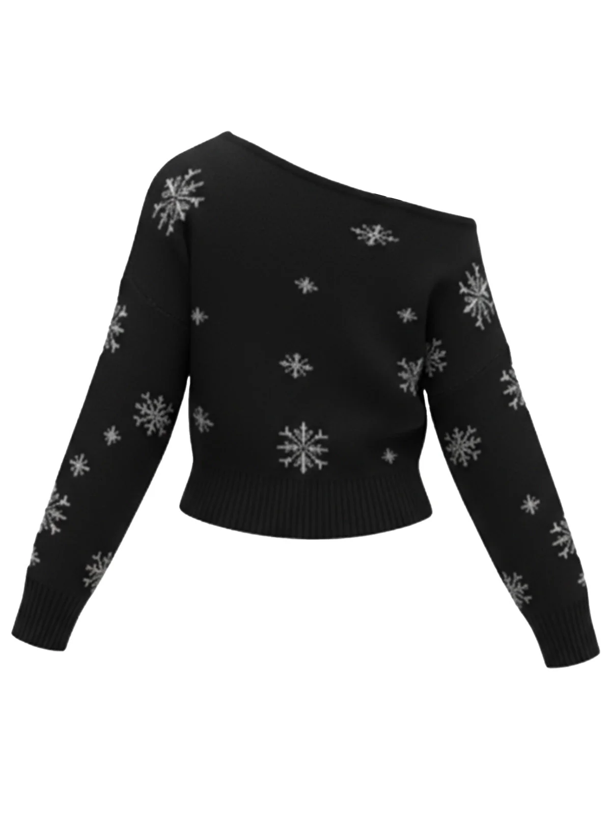 1970er Schneeflocke Asymmetrische Schulter Pullover - Image 5