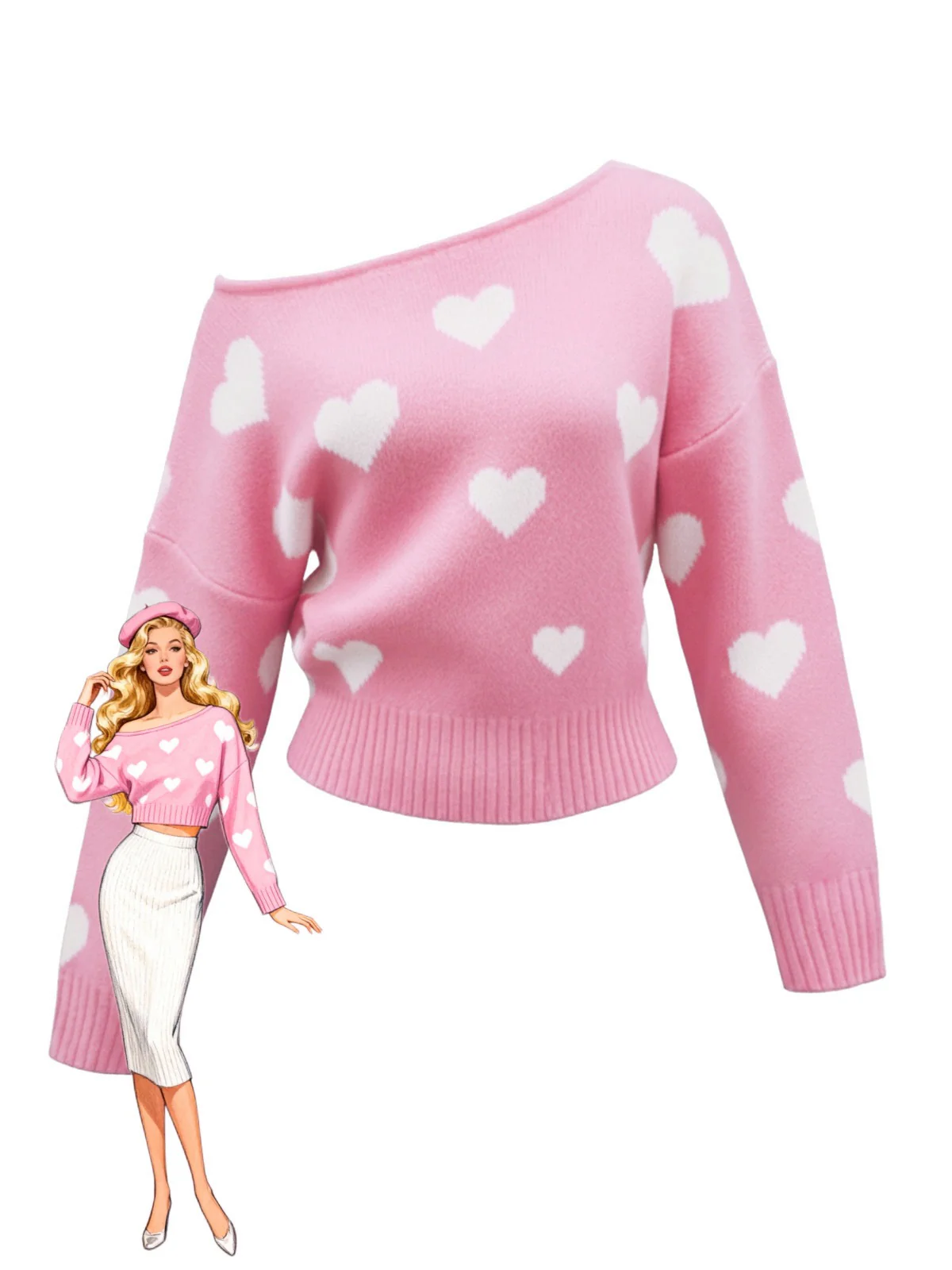 1970er Schneeflocke Asymmetrische Schulter Pullover - Image 6