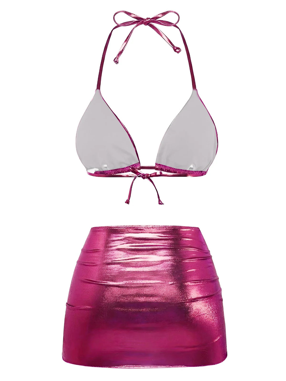 1970er Solide Halter Metallisch Bikini Set - Image 10