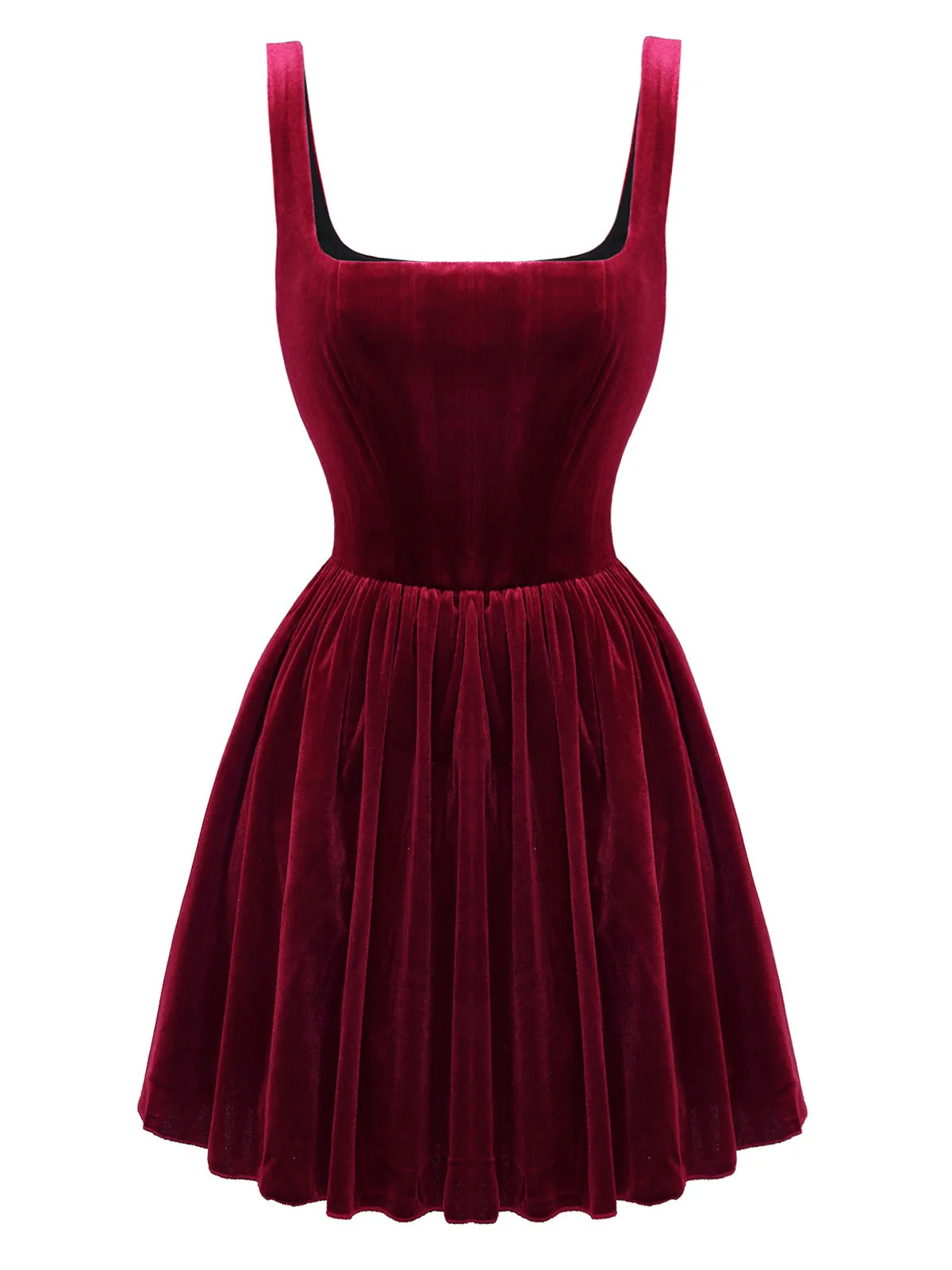 1970er Solide Quadratischer Hals Samt Mini Kleid - Image 2